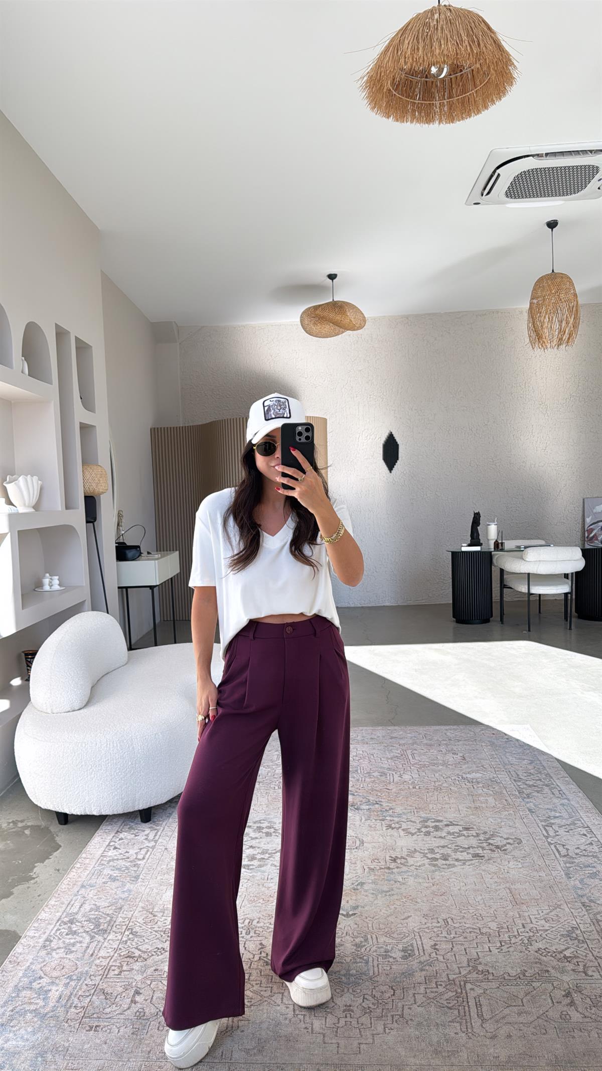 Bordo Relax Pantolon