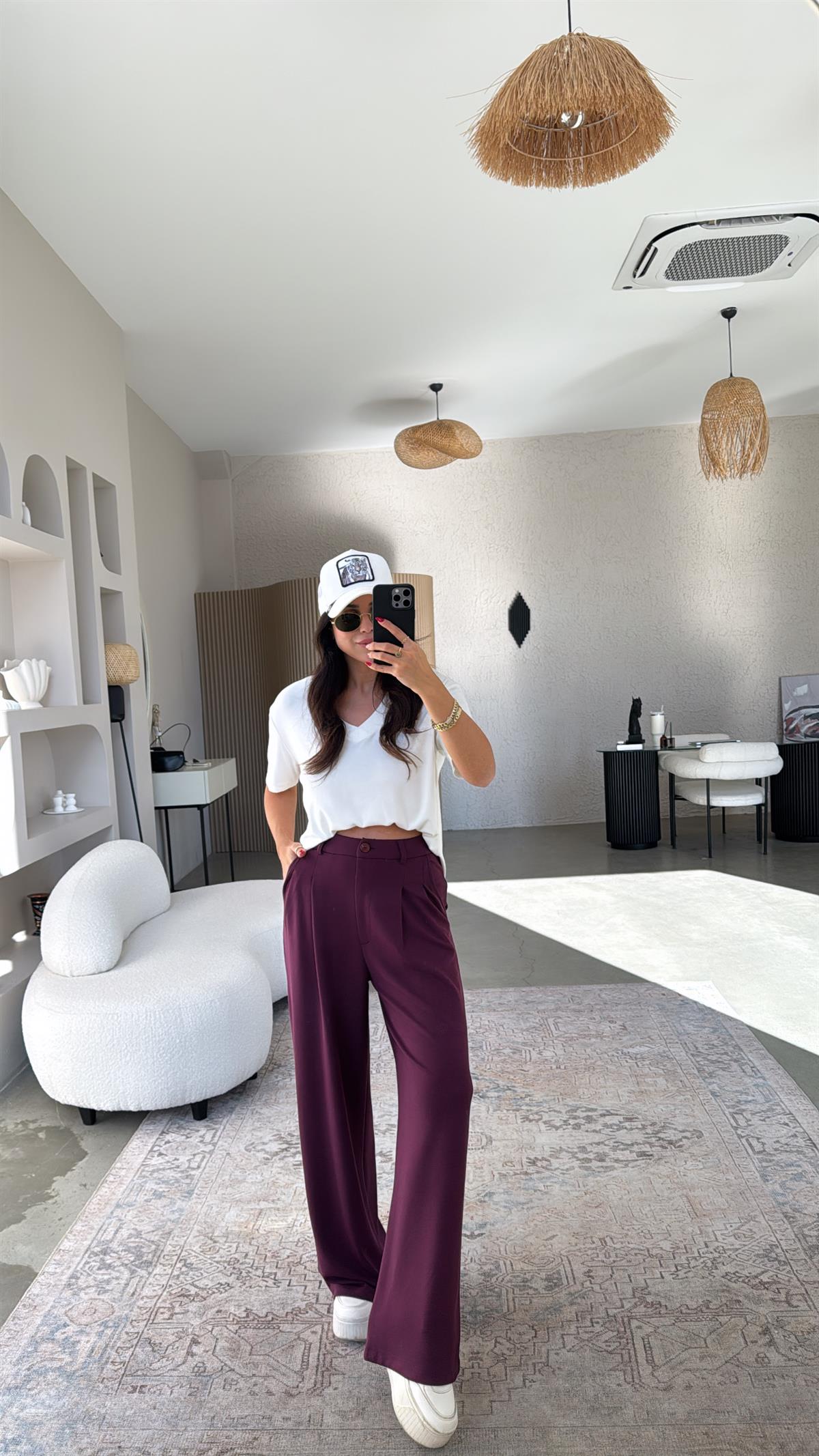 Bordo Relax Pantolon