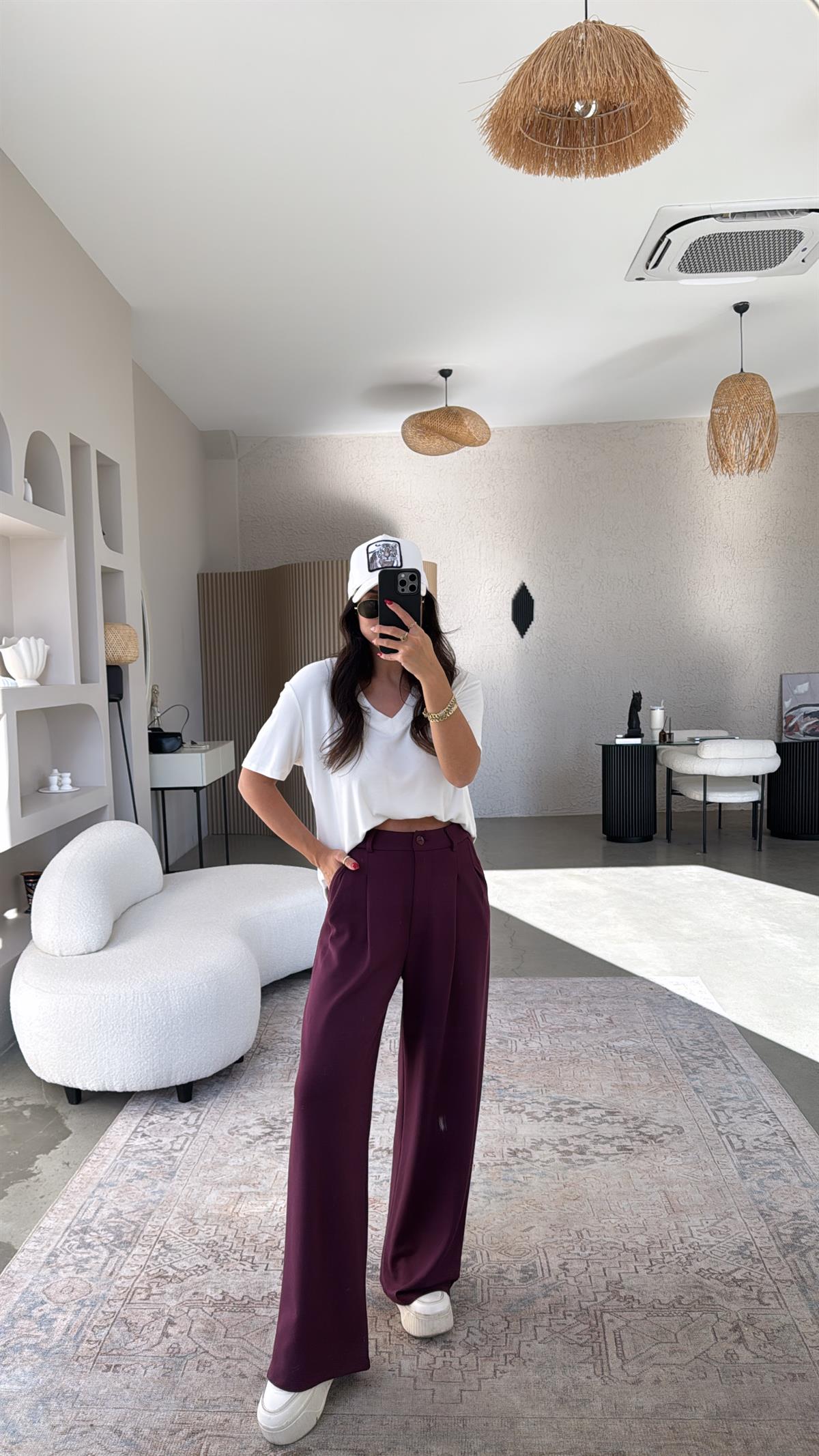 Bordo Relax Pantolon