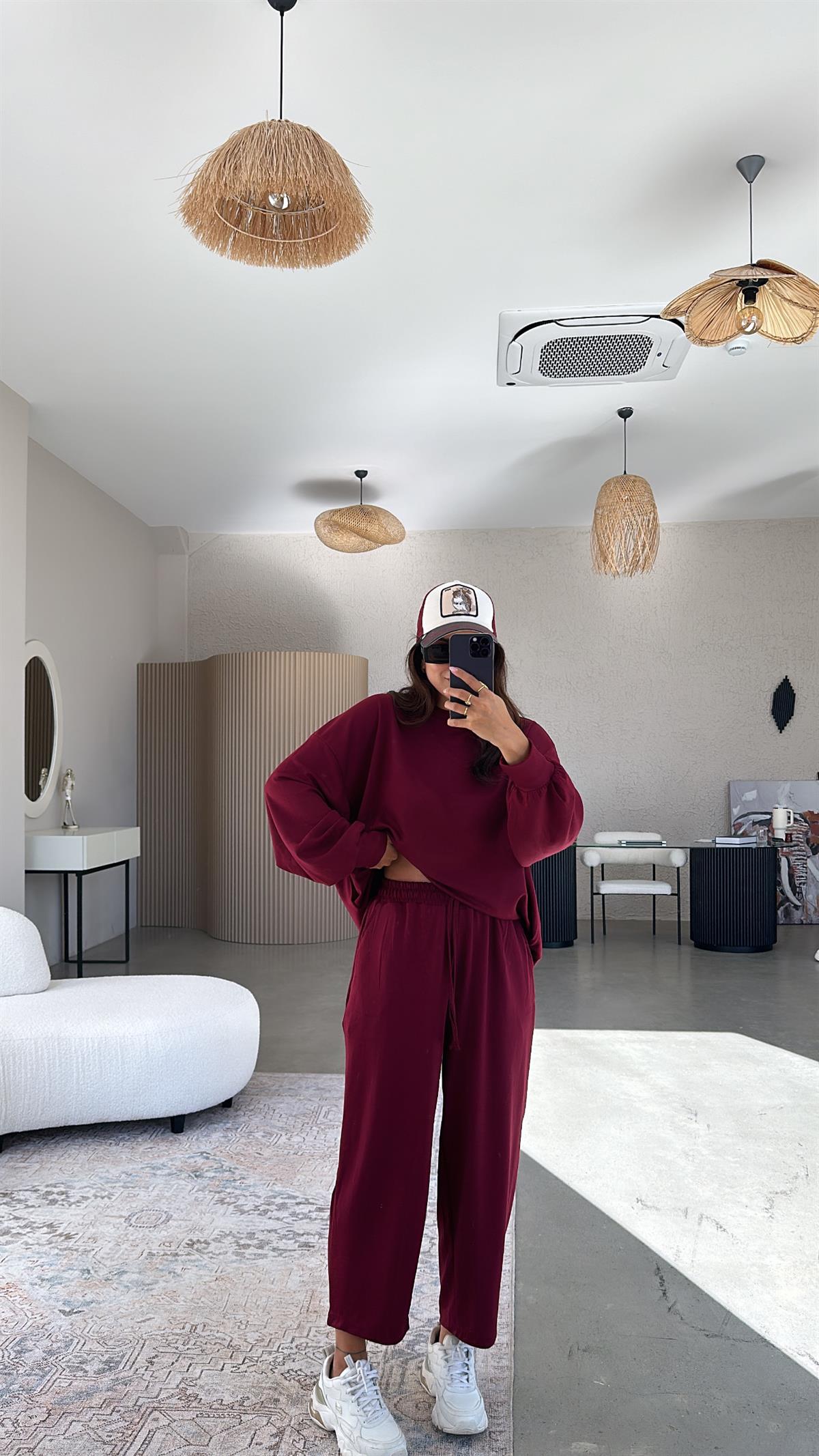 Bordo Sweatshirt Eşofman Takım