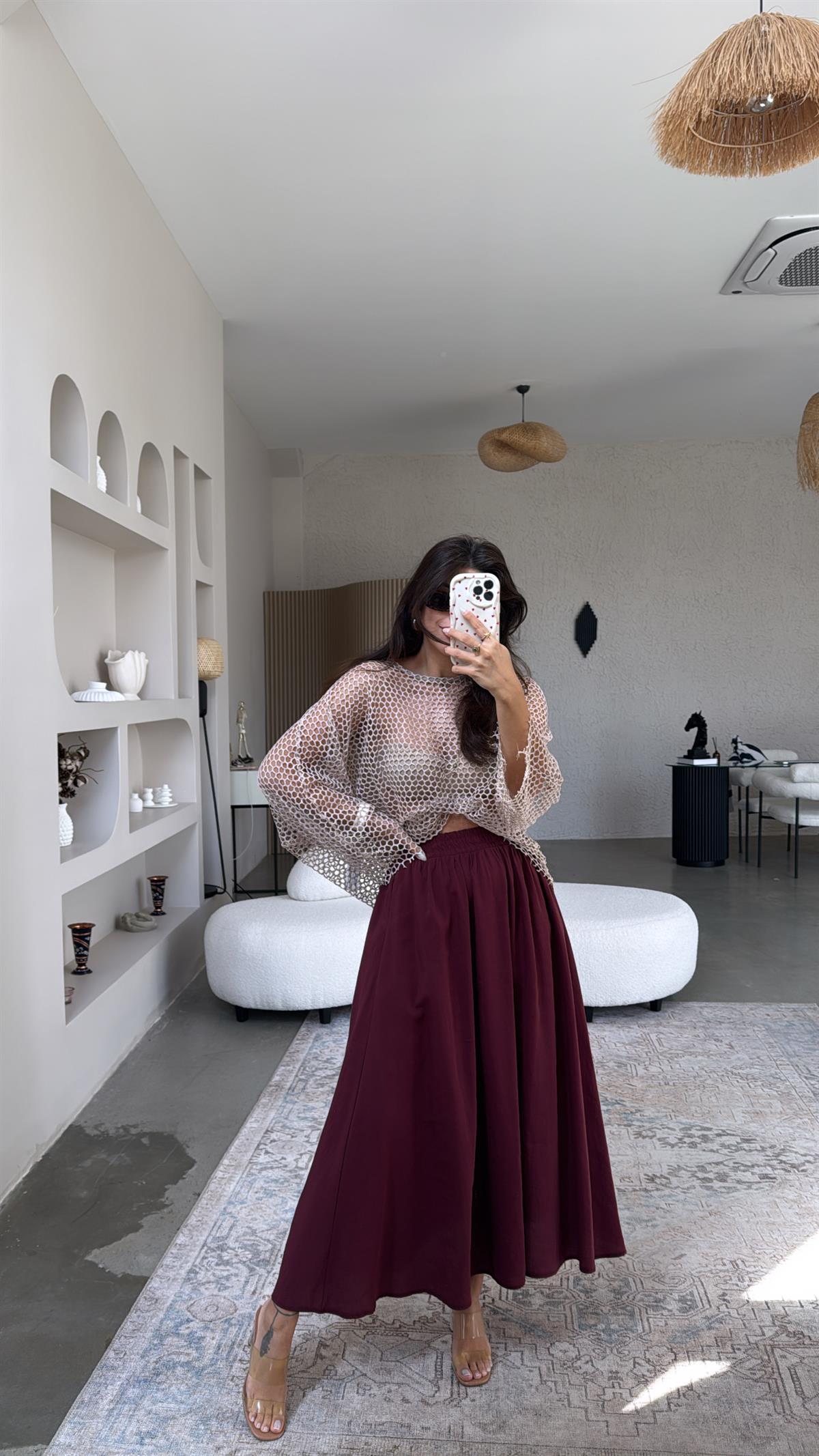 Bordo Tensel Maxi Etek