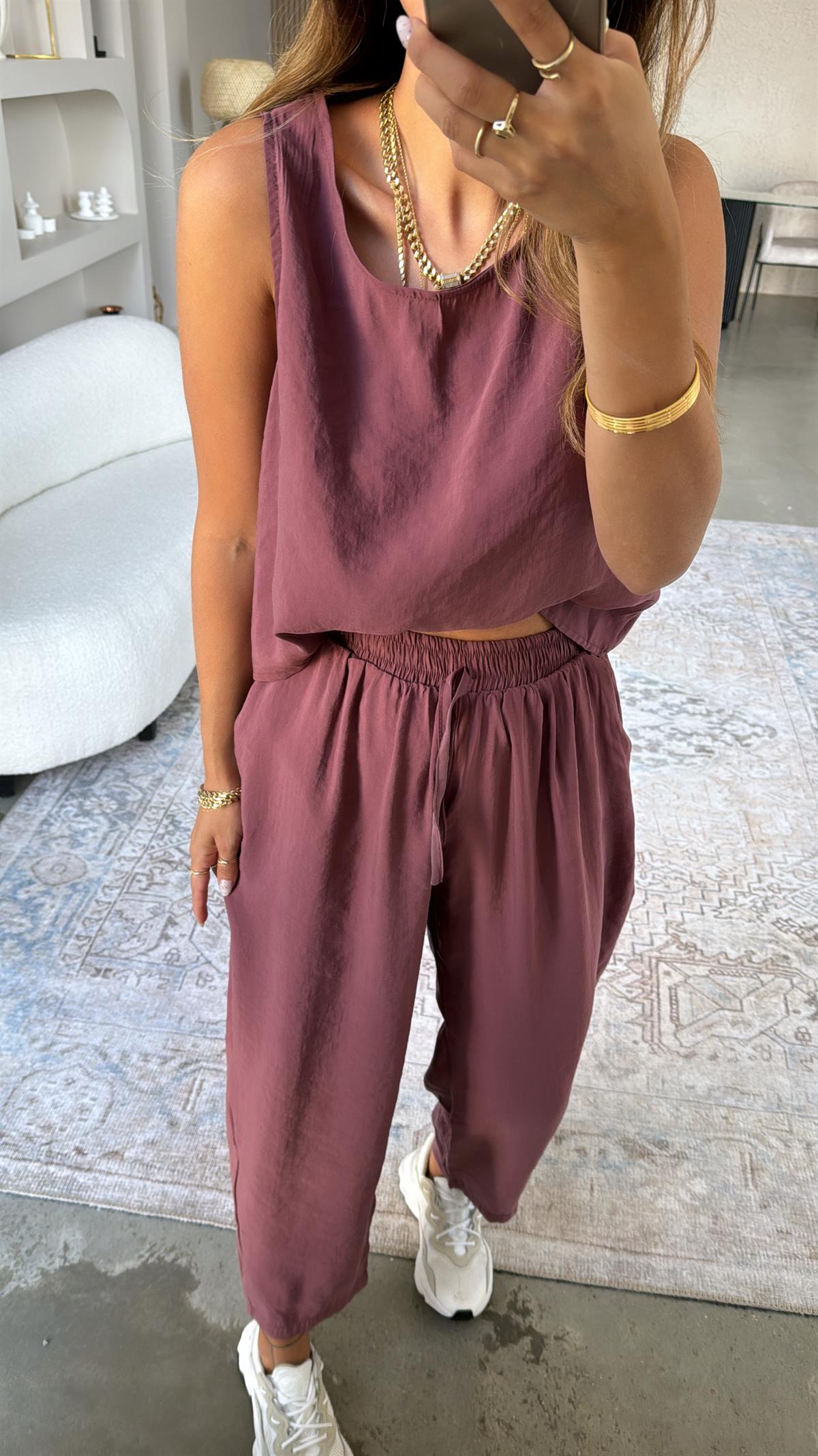 Bordo Dökümlü Tiril Kumaş Takım