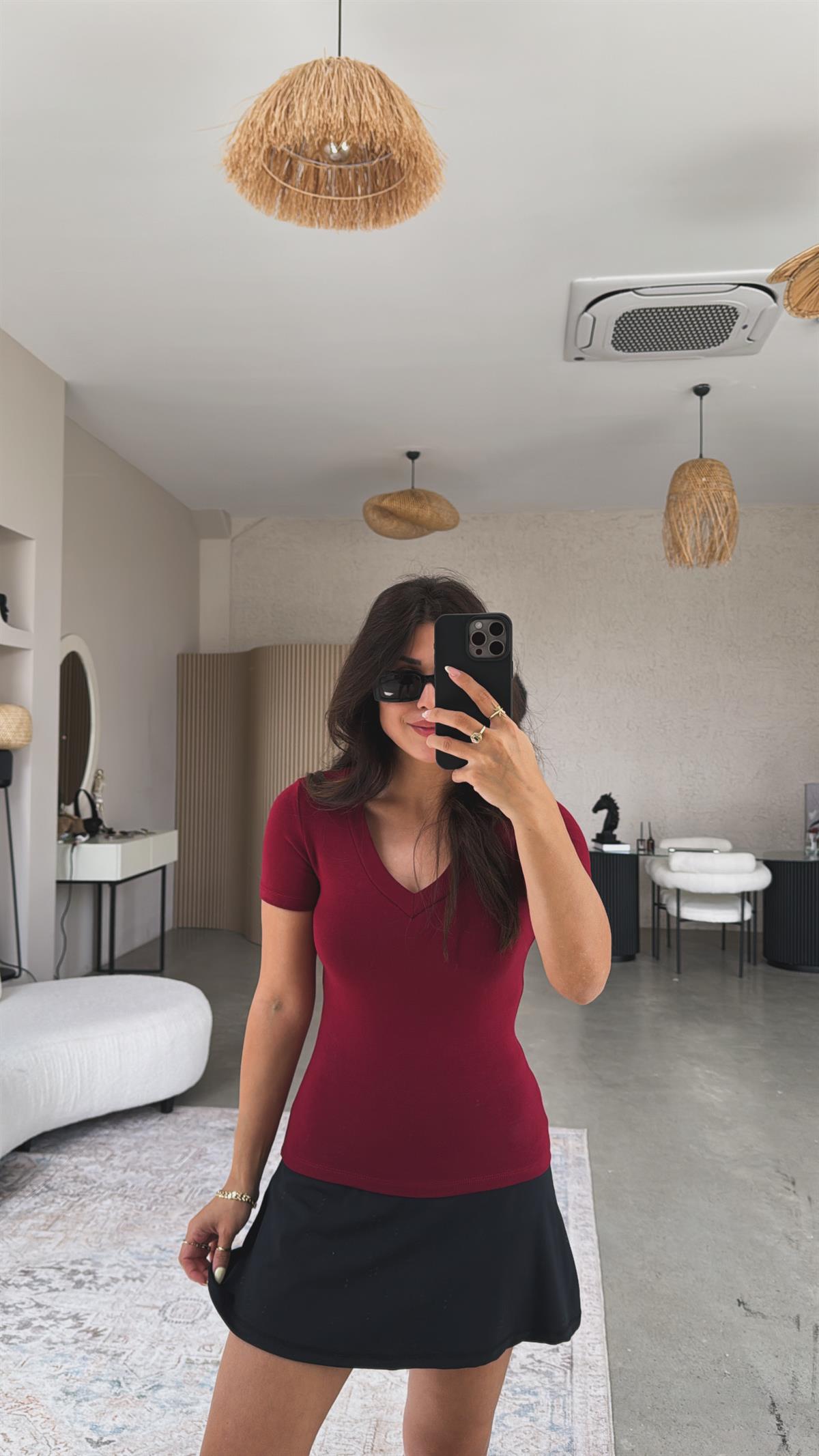 Bordo V Yaka Oys Basic