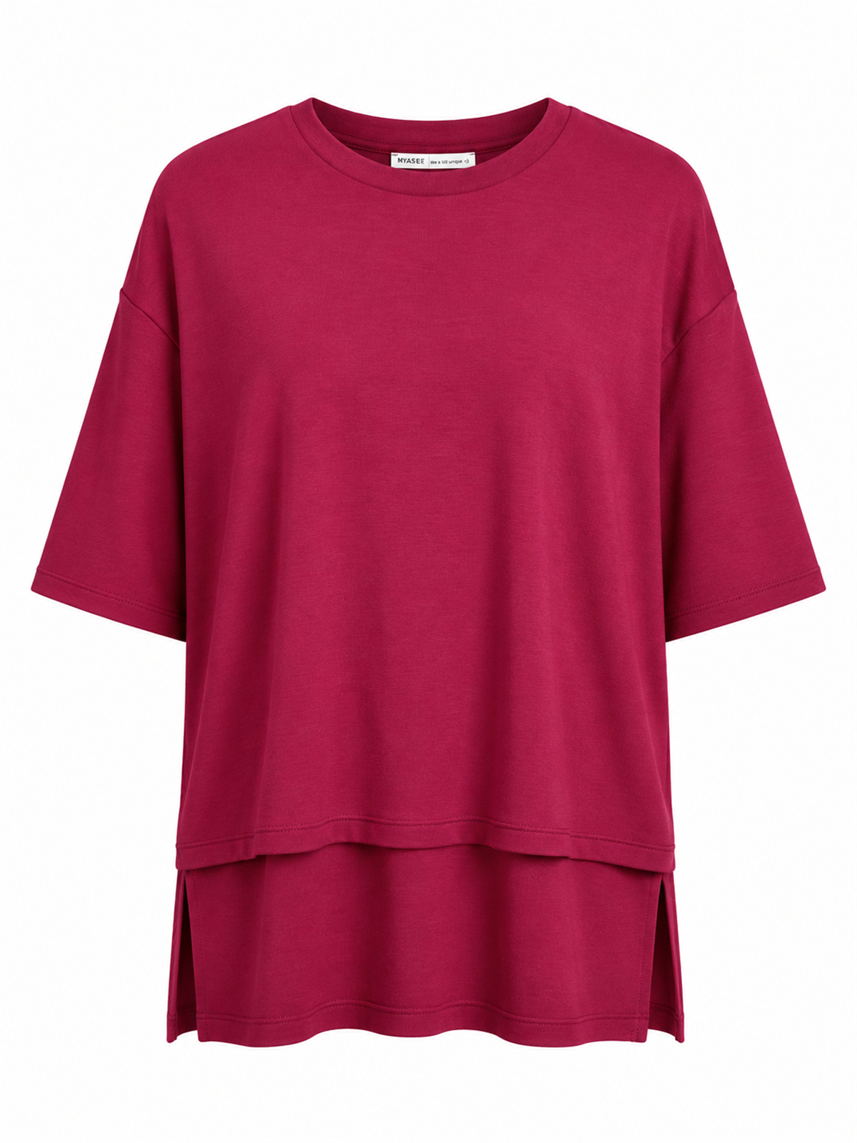Bordo İnterlok Kumaş Altı Parçalı Basic Tshirt