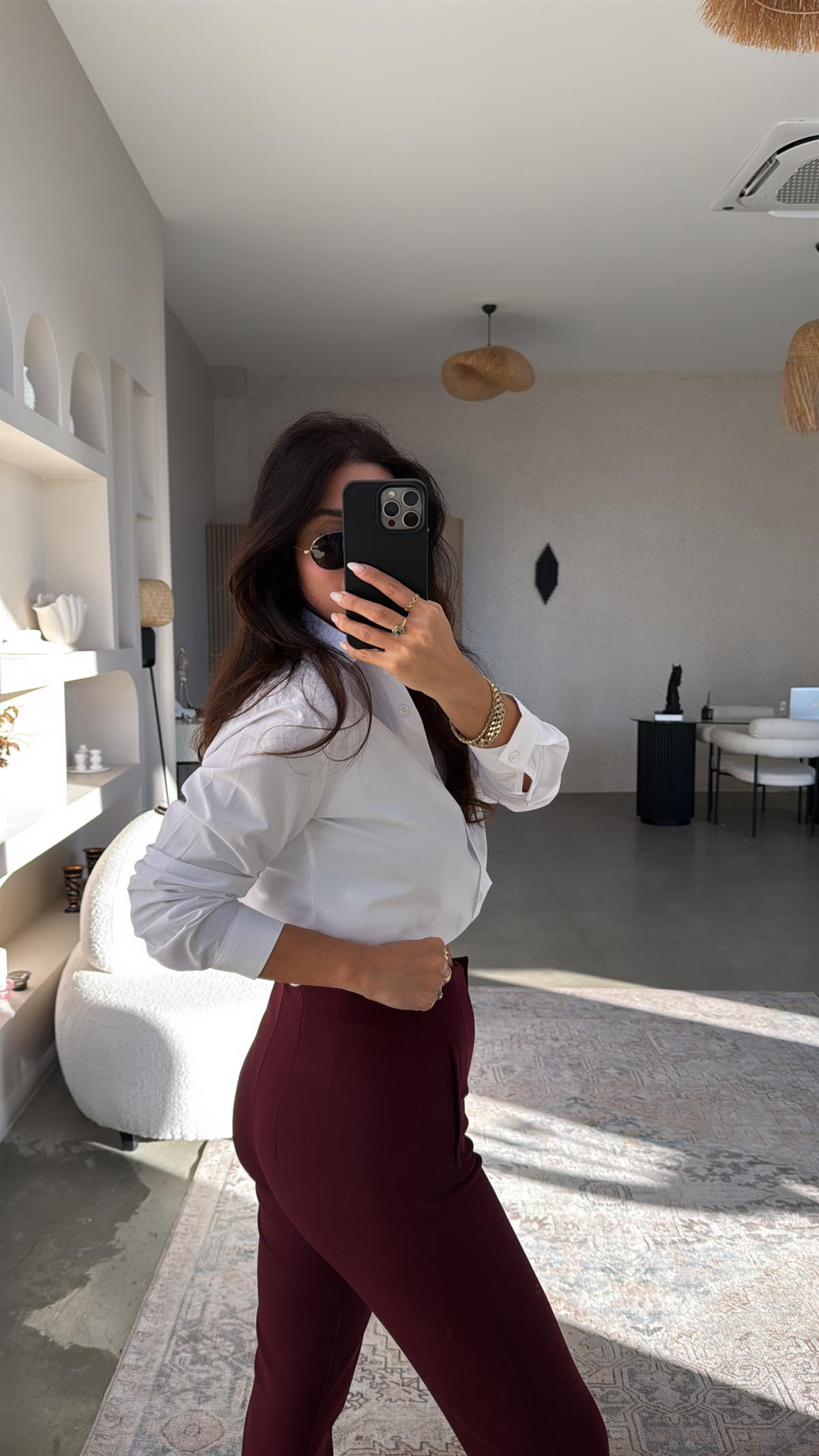 Bordo Zr Model Bel Detaylı Kumaş Pantolon