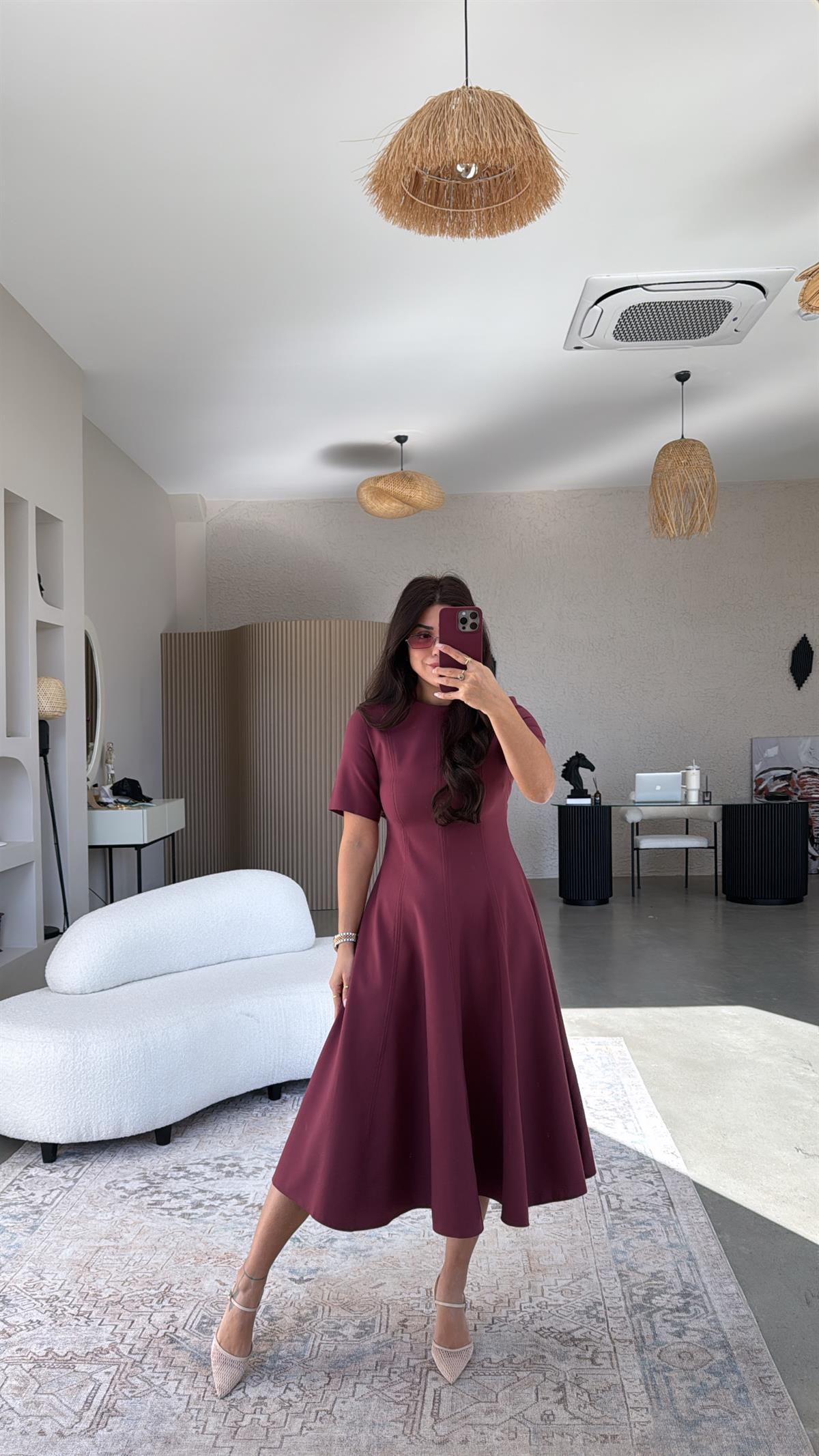 Bordo ZR Uzun Premium Elbise