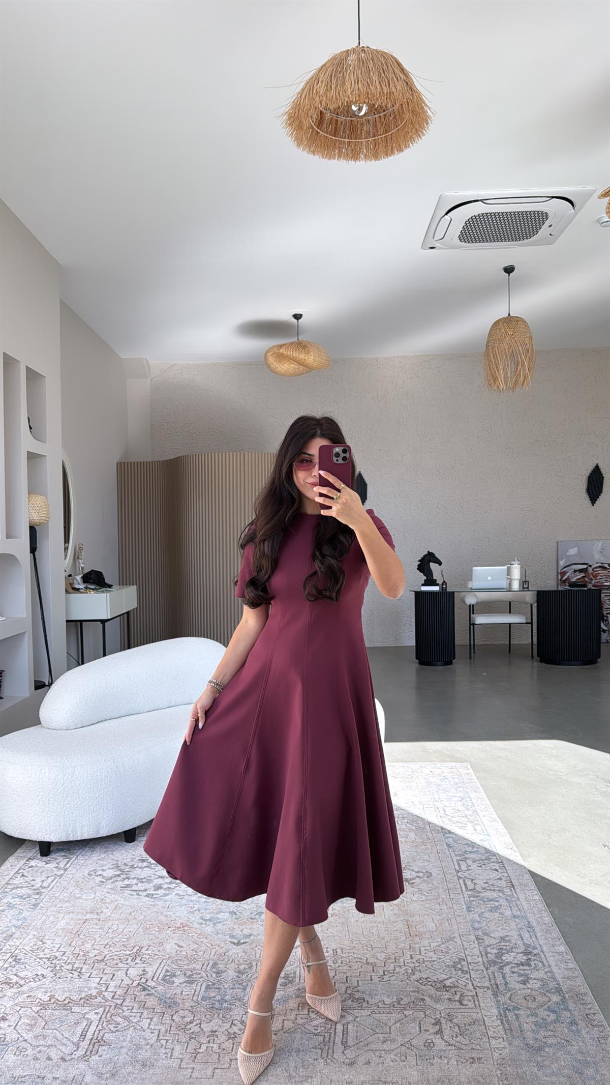 Bordo ZR Uzun Premium Elbise