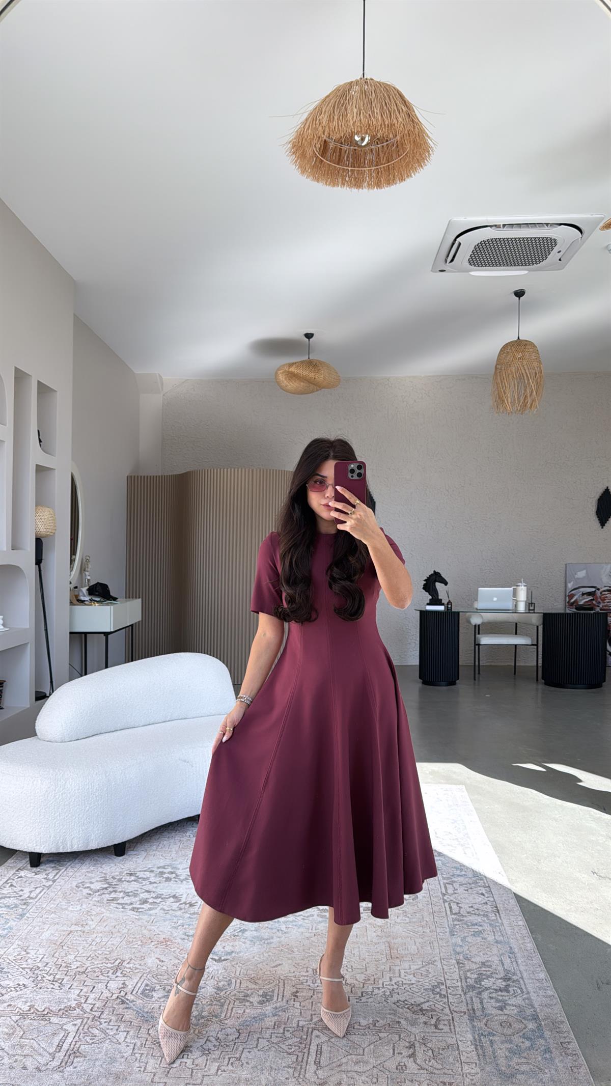 Bordo ZR Uzun Premium Elbise