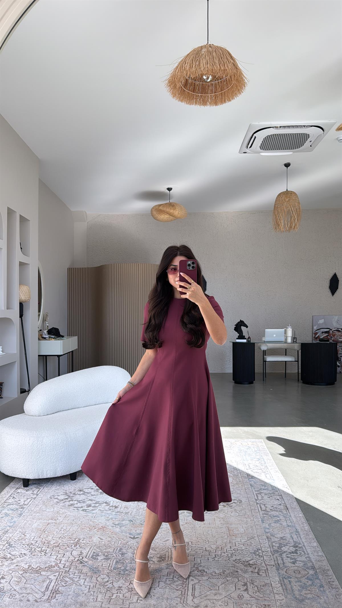 Bordo ZR Uzun Premium Elbise