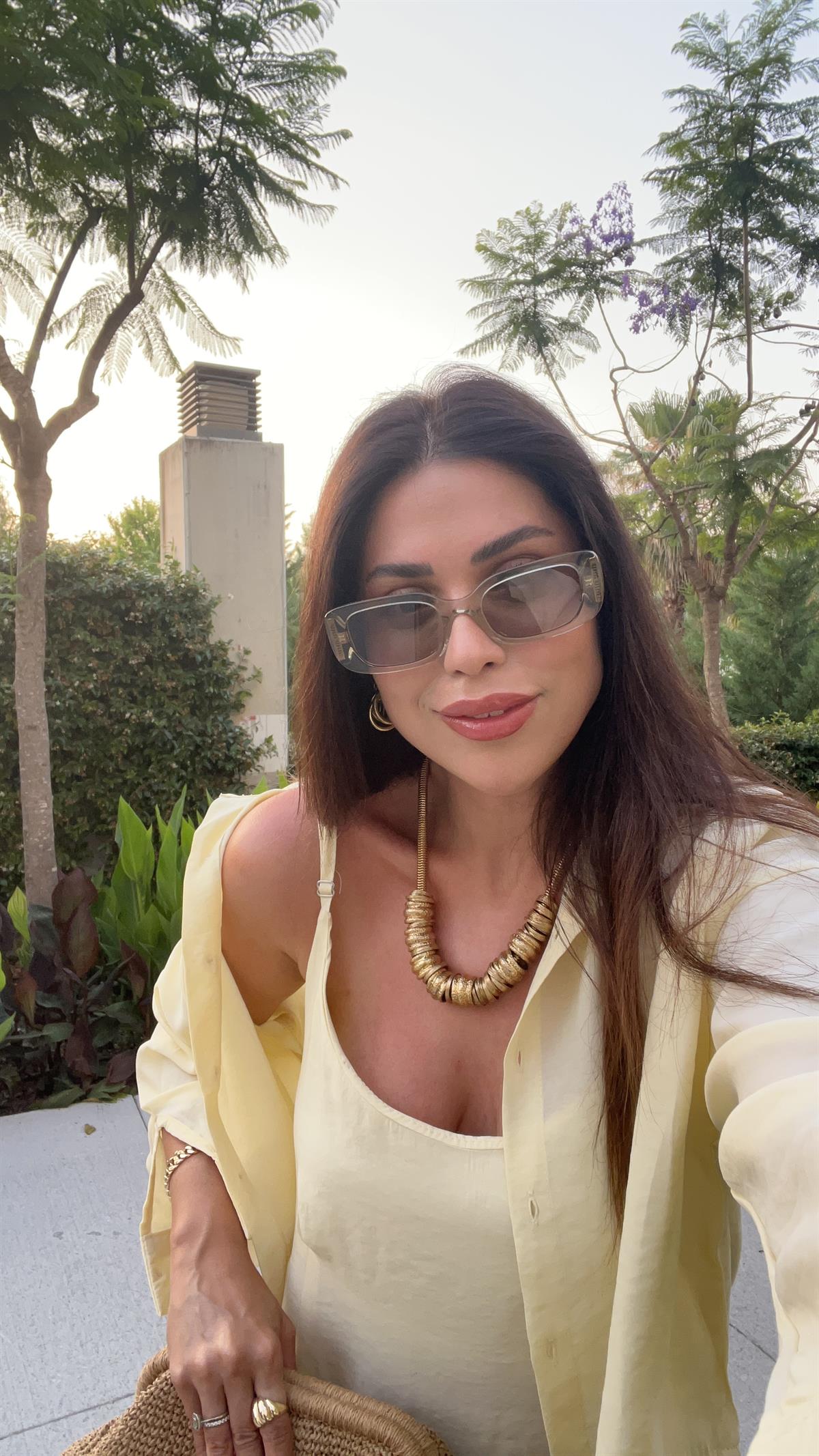 Butter Yellow Gömlekli Askılı Tensel Elbise