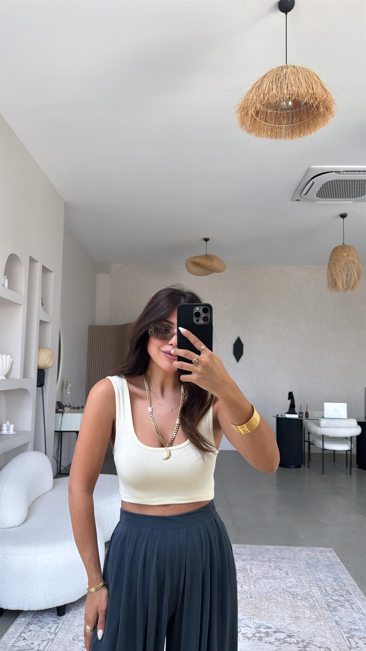 Butter Yellow Oys Kalın Askı Crop Atlet