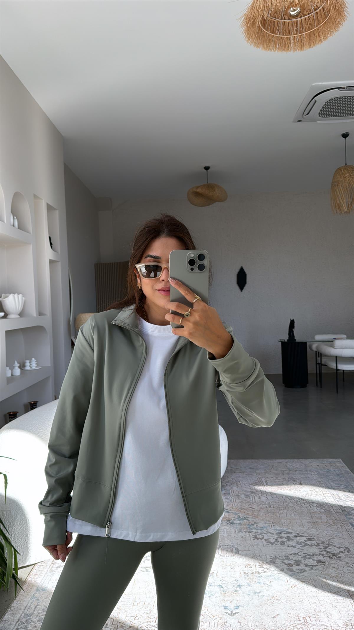 Çağla Yeşili Orijinal Oys Toparlayıcı Tayt Ceket Takım