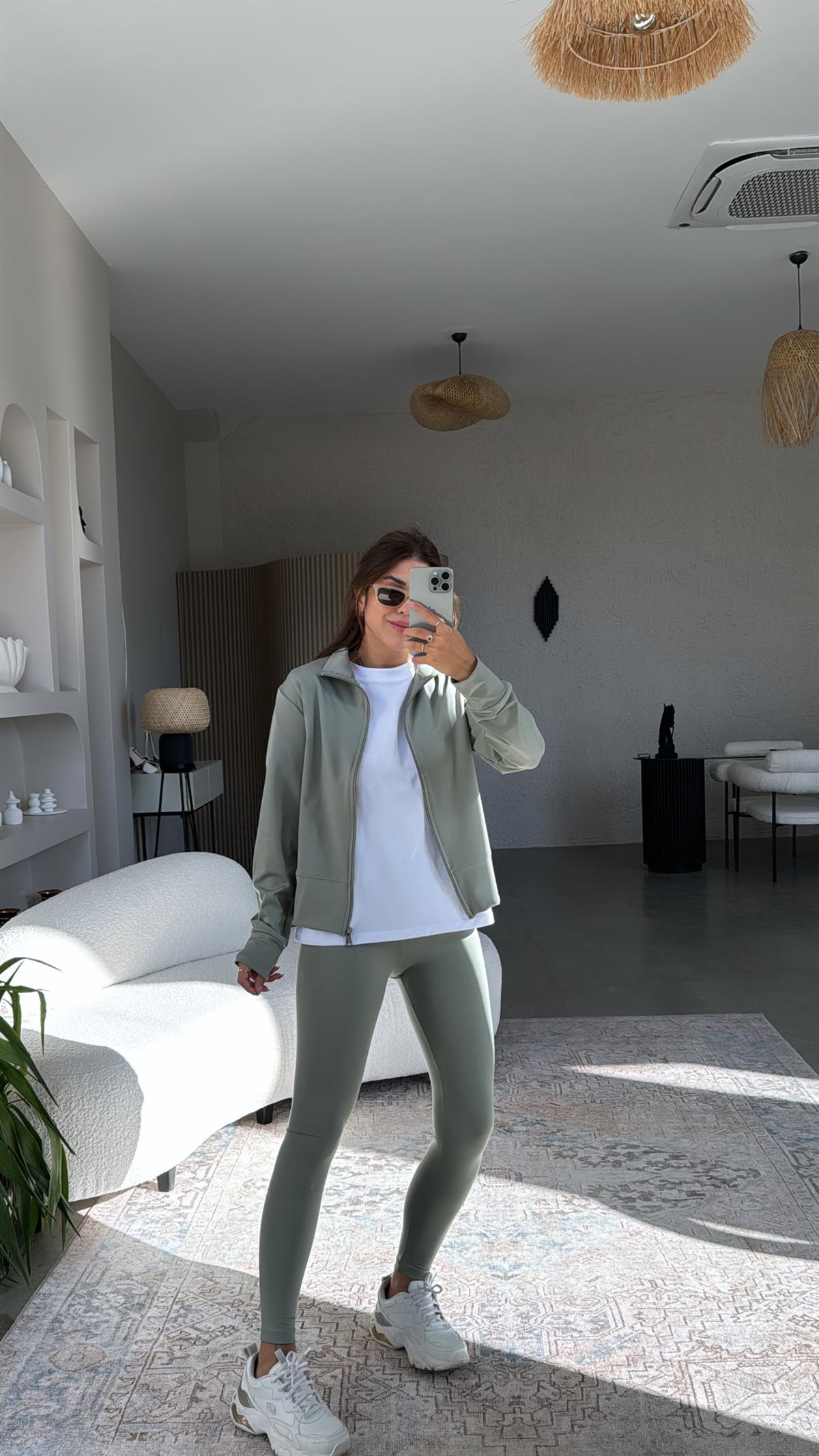 Çağla Yeşili Orijinal Oys Toparlayıcı Tayt Ceket Takım