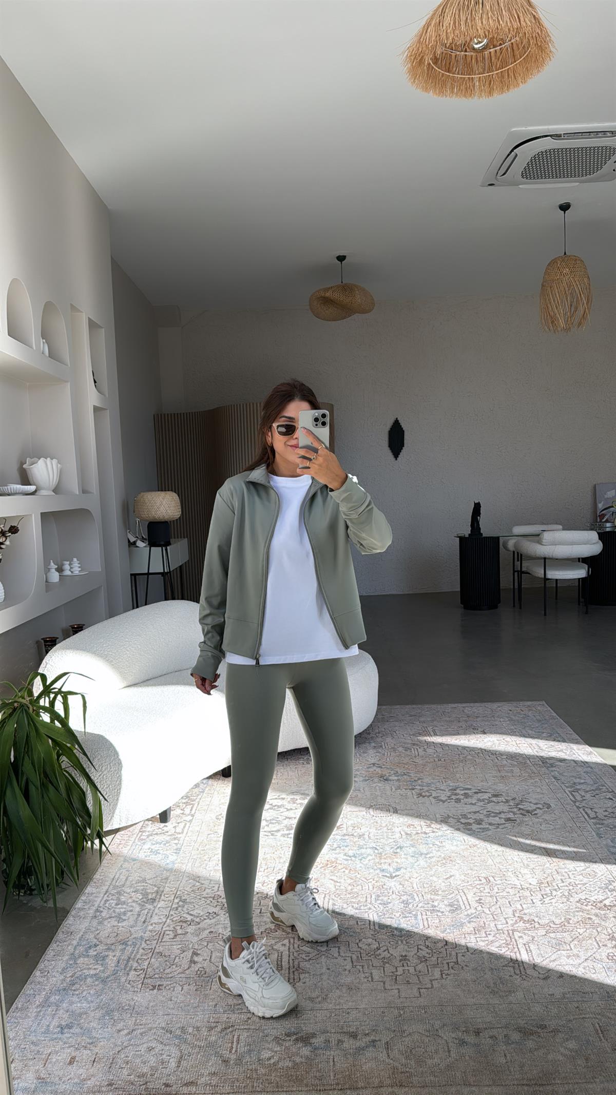 Çağla Yeşili Orijinal Oys Toparlayıcı Tayt Ceket Takım