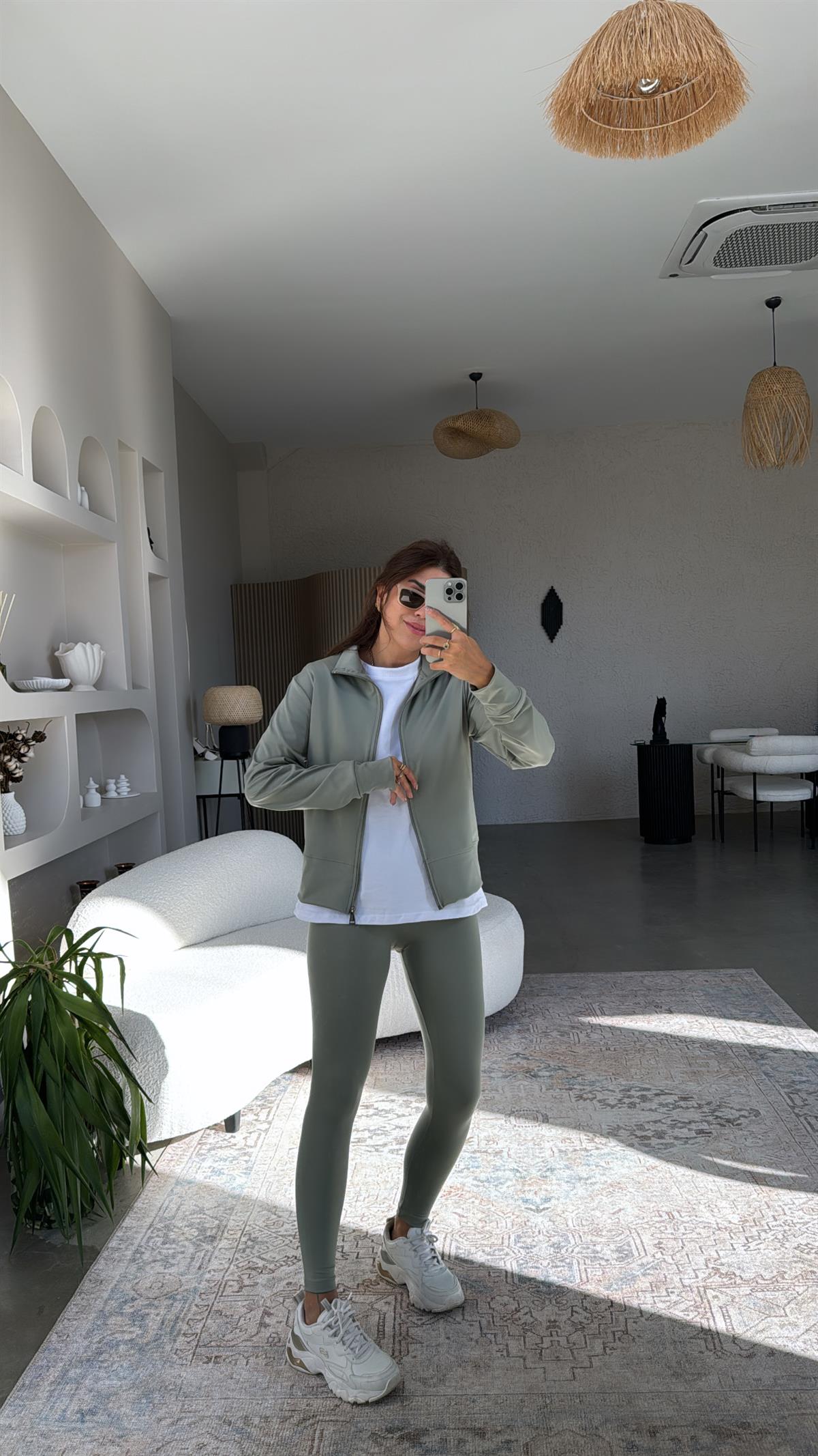 Çağla Yeşili Orijinal Oys Toparlayıcı Tayt Ceket Takım