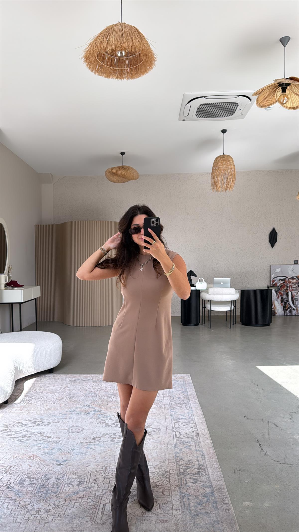 Camel Basic Krep Joker Elbise