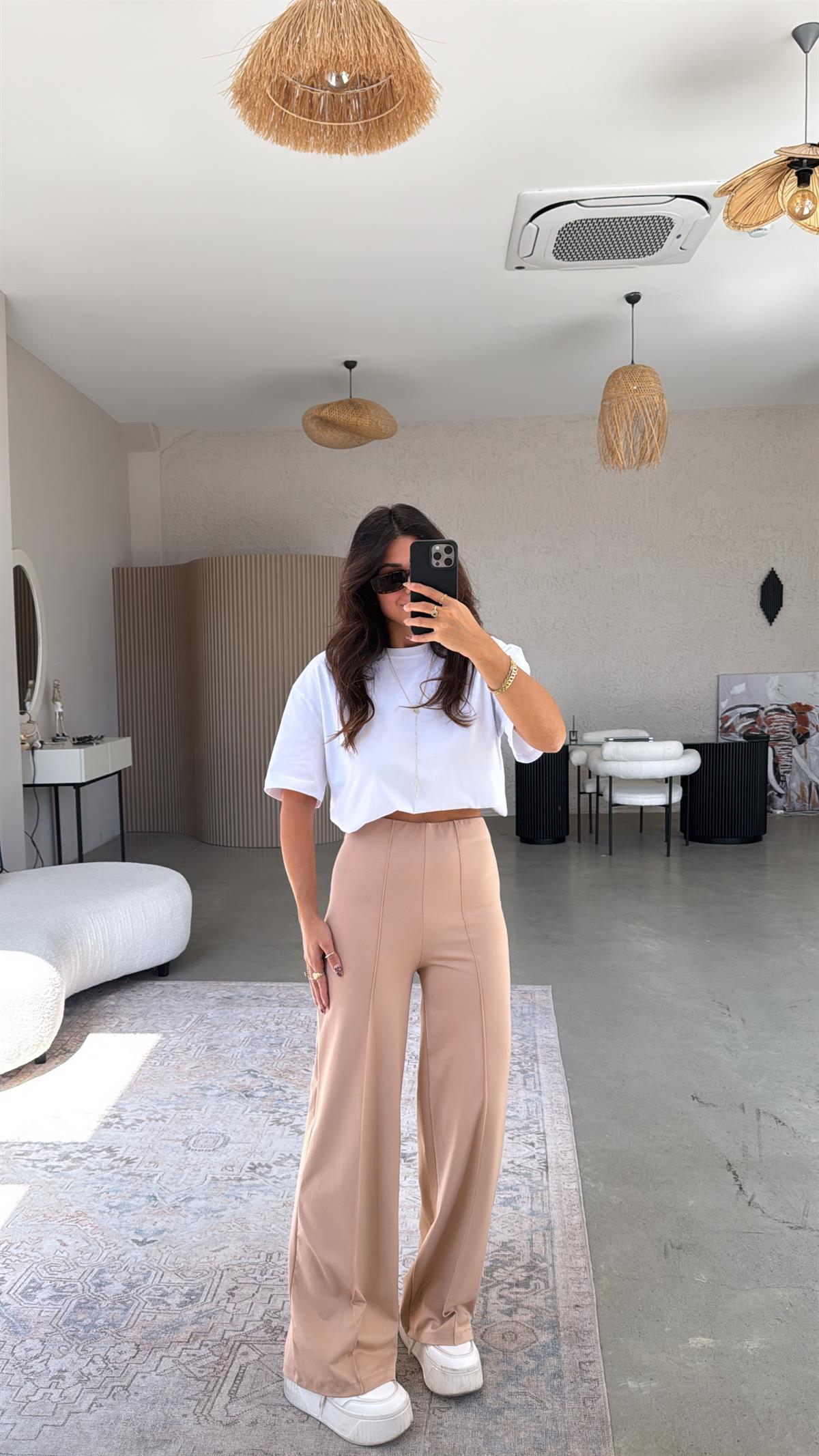 Camel Çımalı Gizli Lastik Pantolon