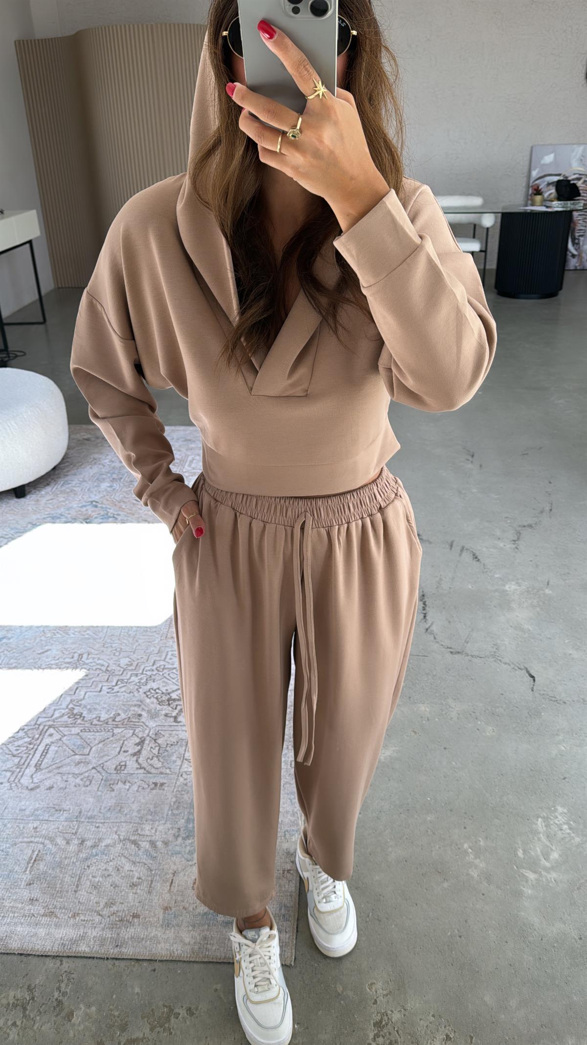 Camel Modal Kapüşonlu Takım