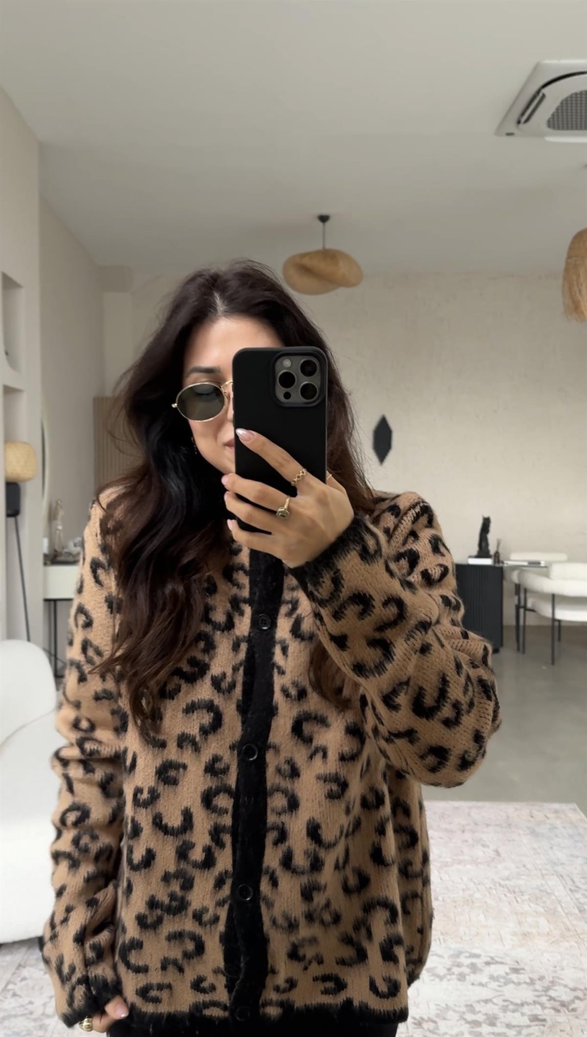 Camel Yumoş Leopar Hırka