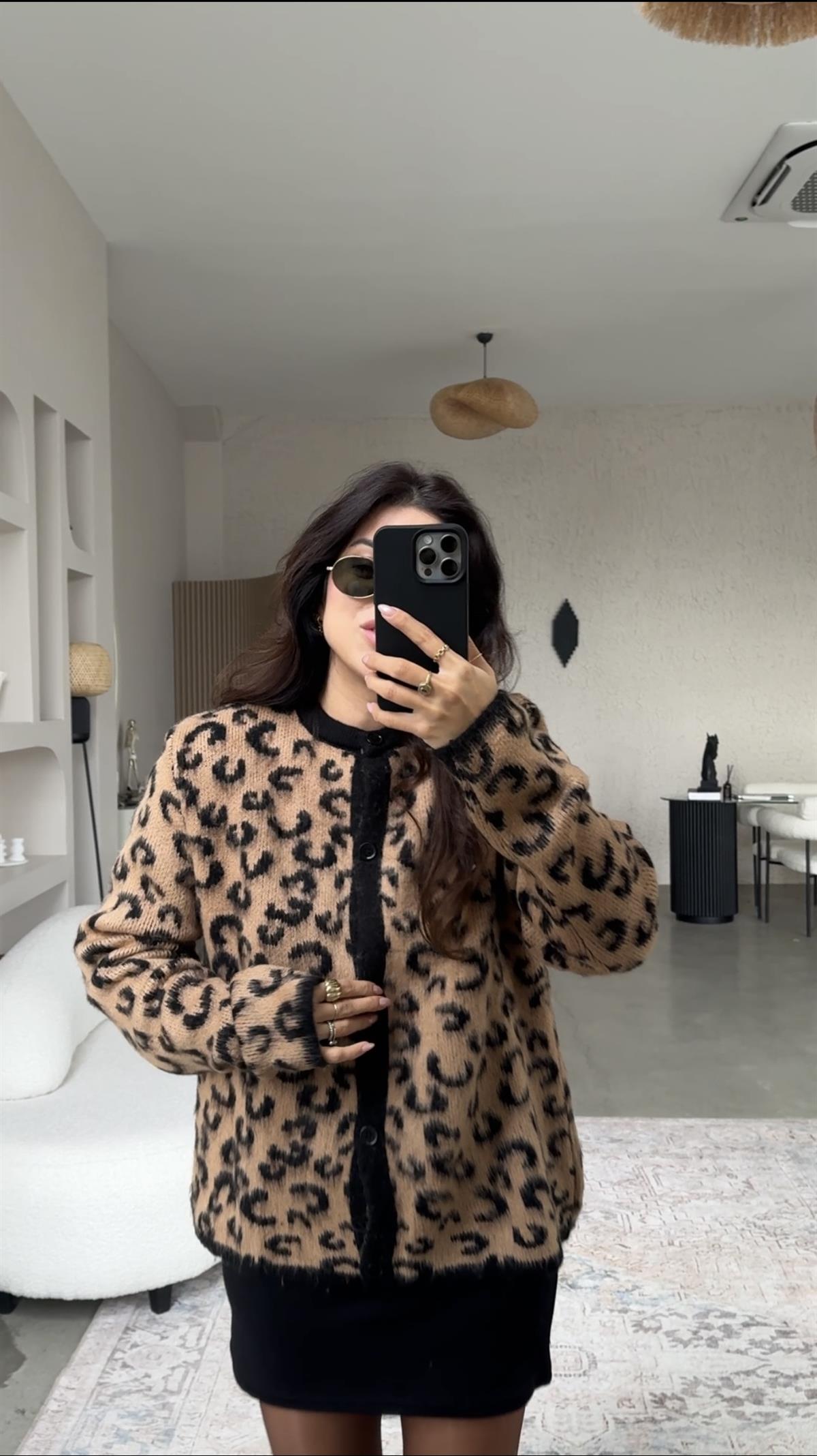 Camel Yumoş Leopar Hırka