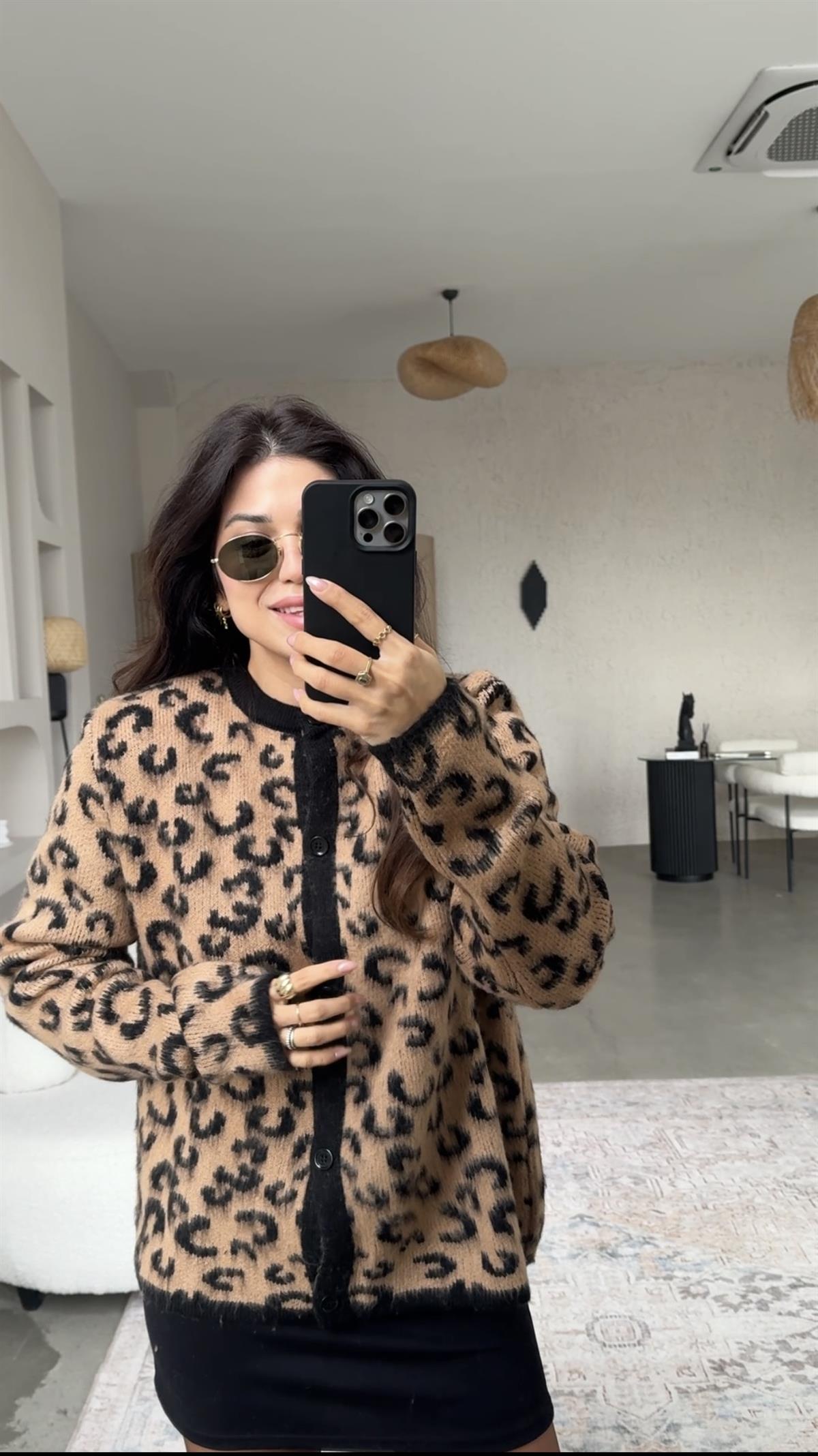 Camel Yumoş Leopar Hırka