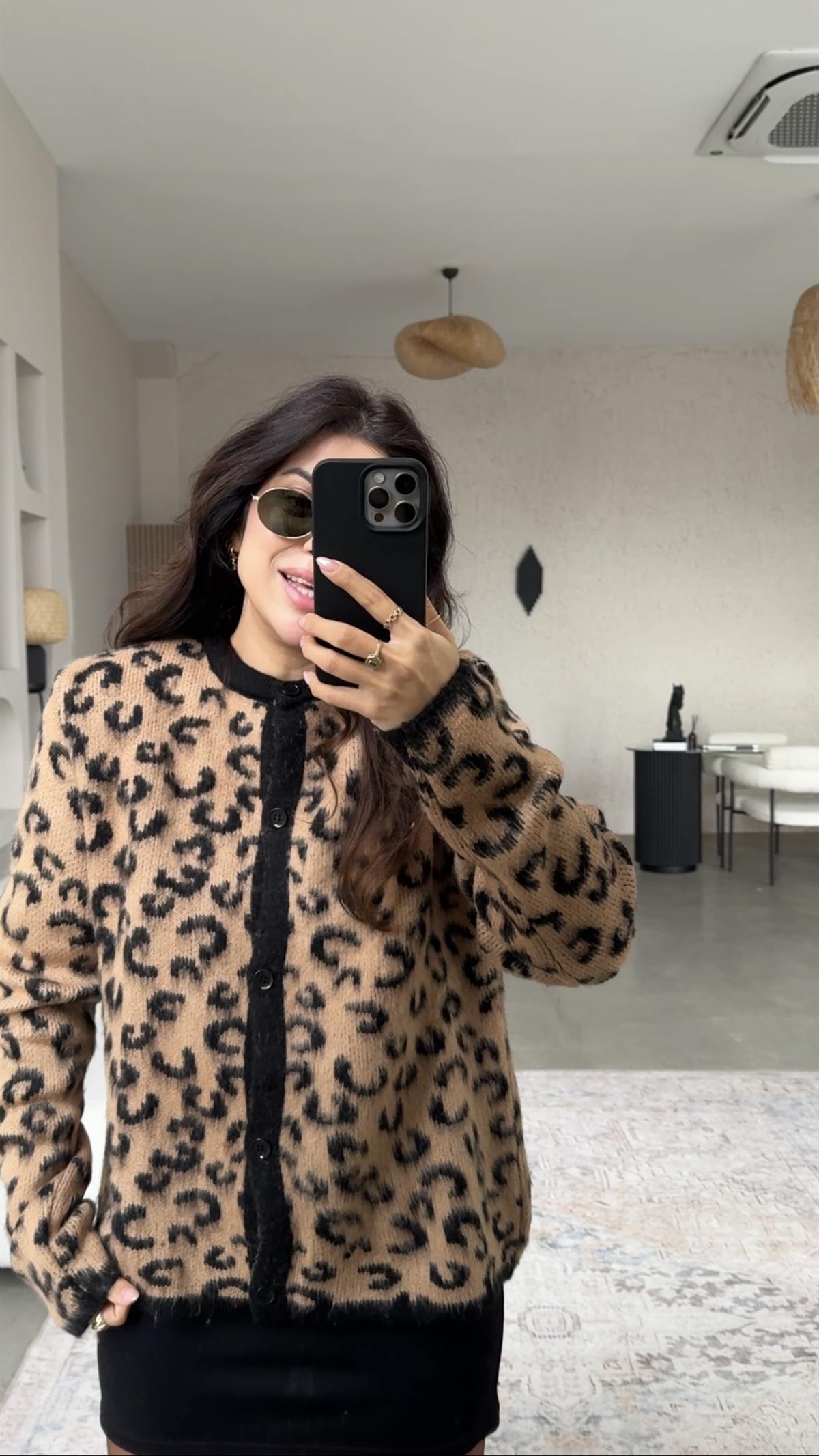 Camel Yumoş Leopar Hırka