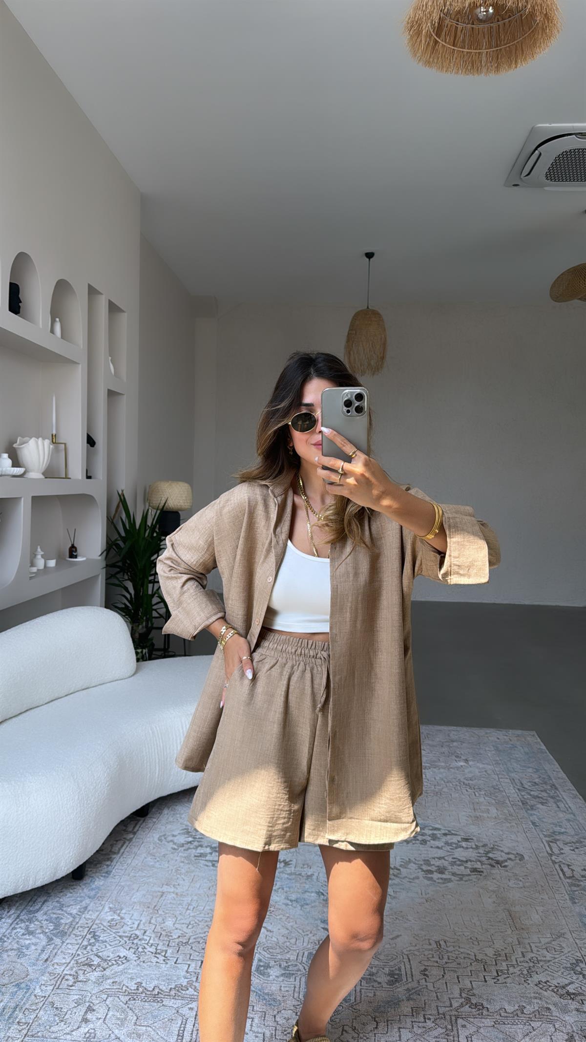 Camel ZR Gömlek Şort Takım