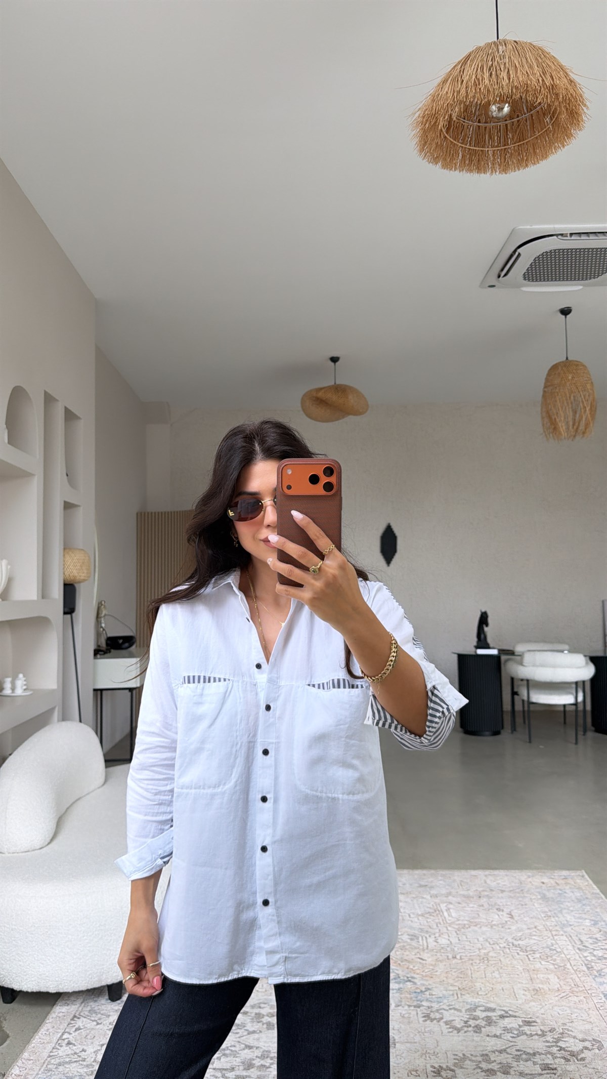 Cebi Ve Sırtı Çizgili Detaylı Premium Gömlek