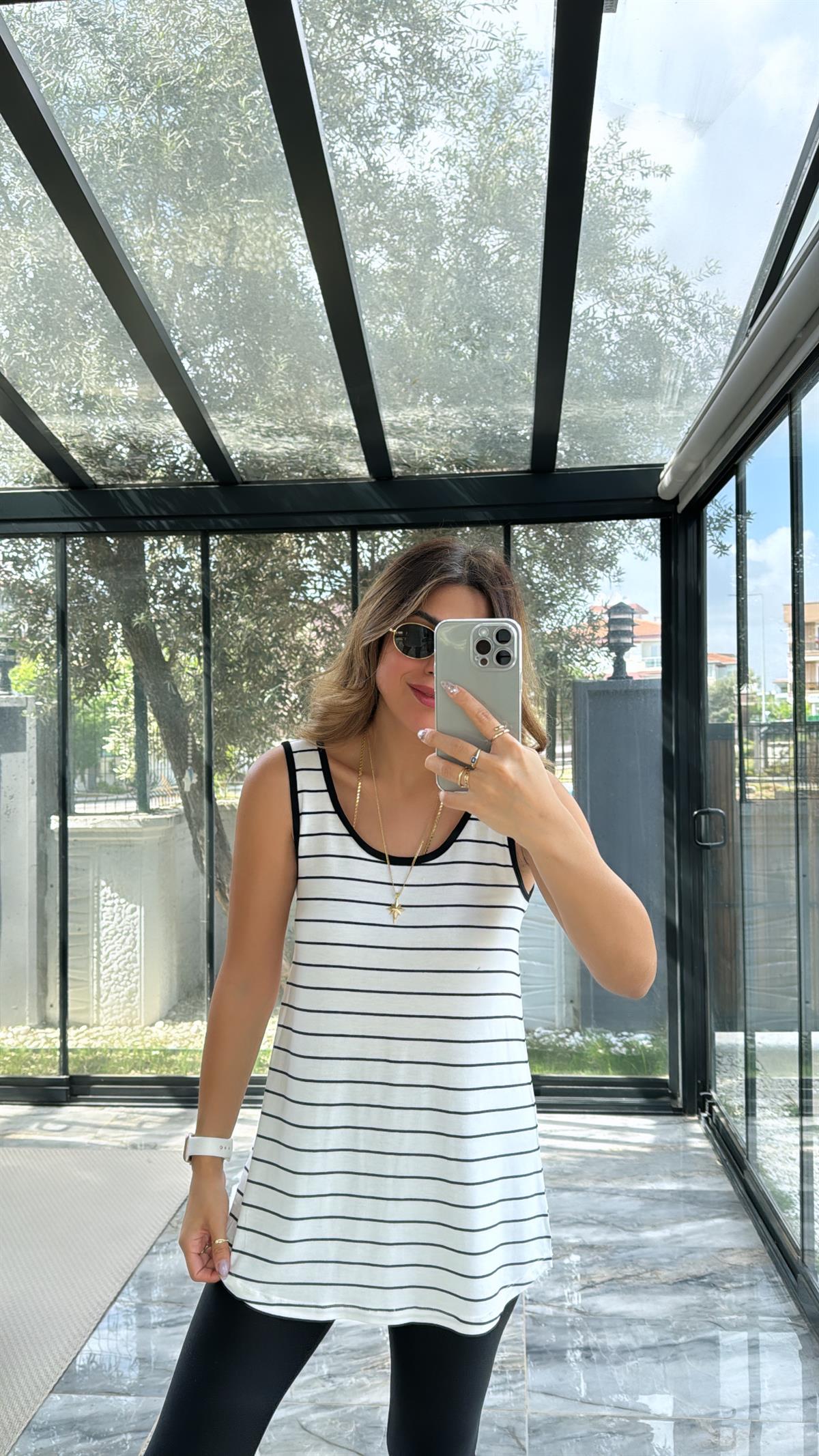 Çizgili Kalın Askı Salaş Atlet