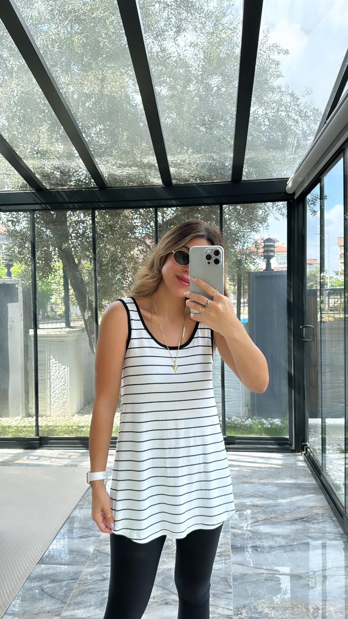 Çizgili Kalın Askı Salaş Atlet