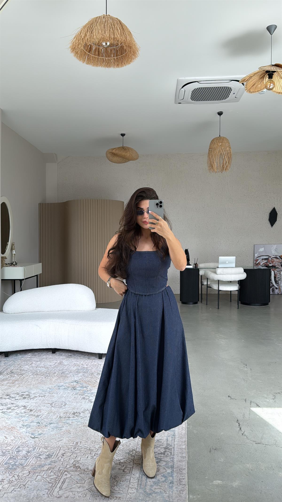 Denim Balon Etek