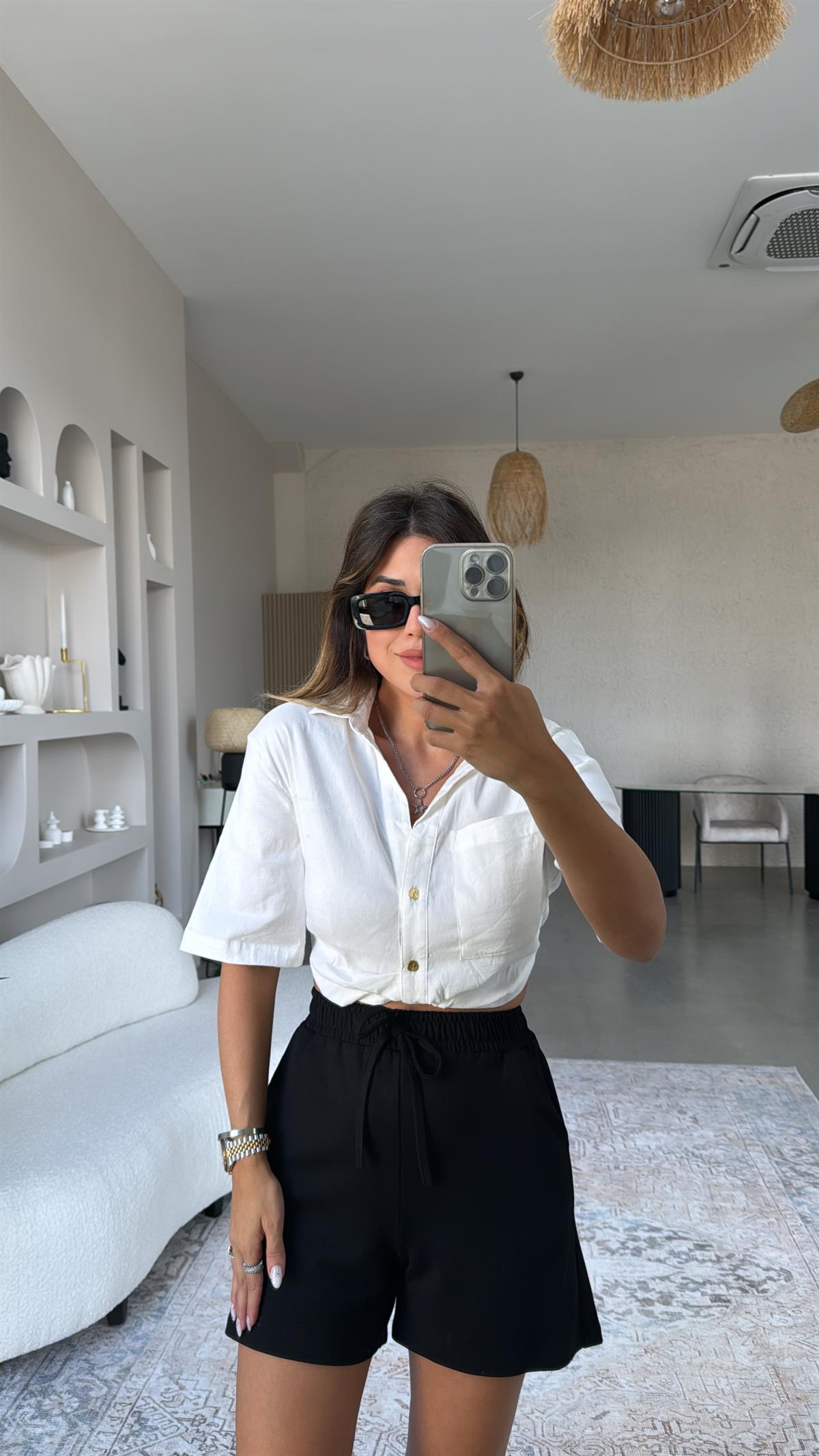 Düğümlü MNG Orjinal Gömlek