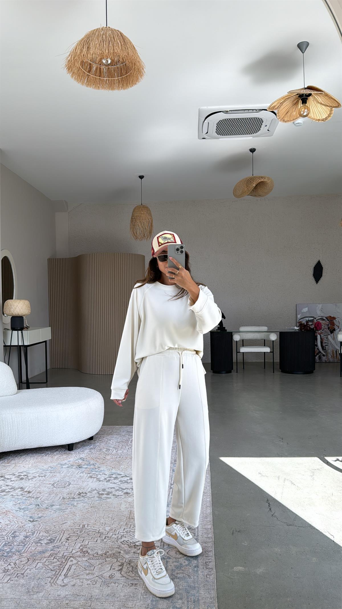 Ekru Çımalı Modal Eşofman