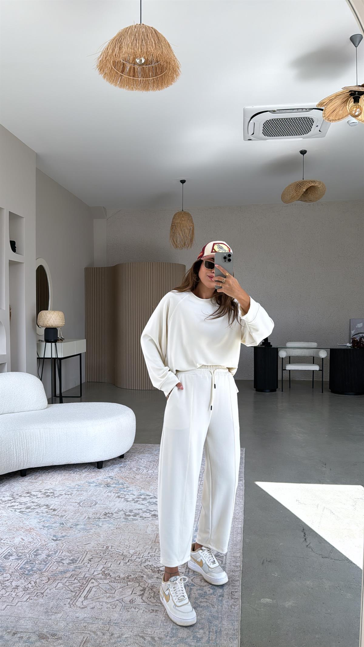 Ekru Çımalı Modal Eşofman