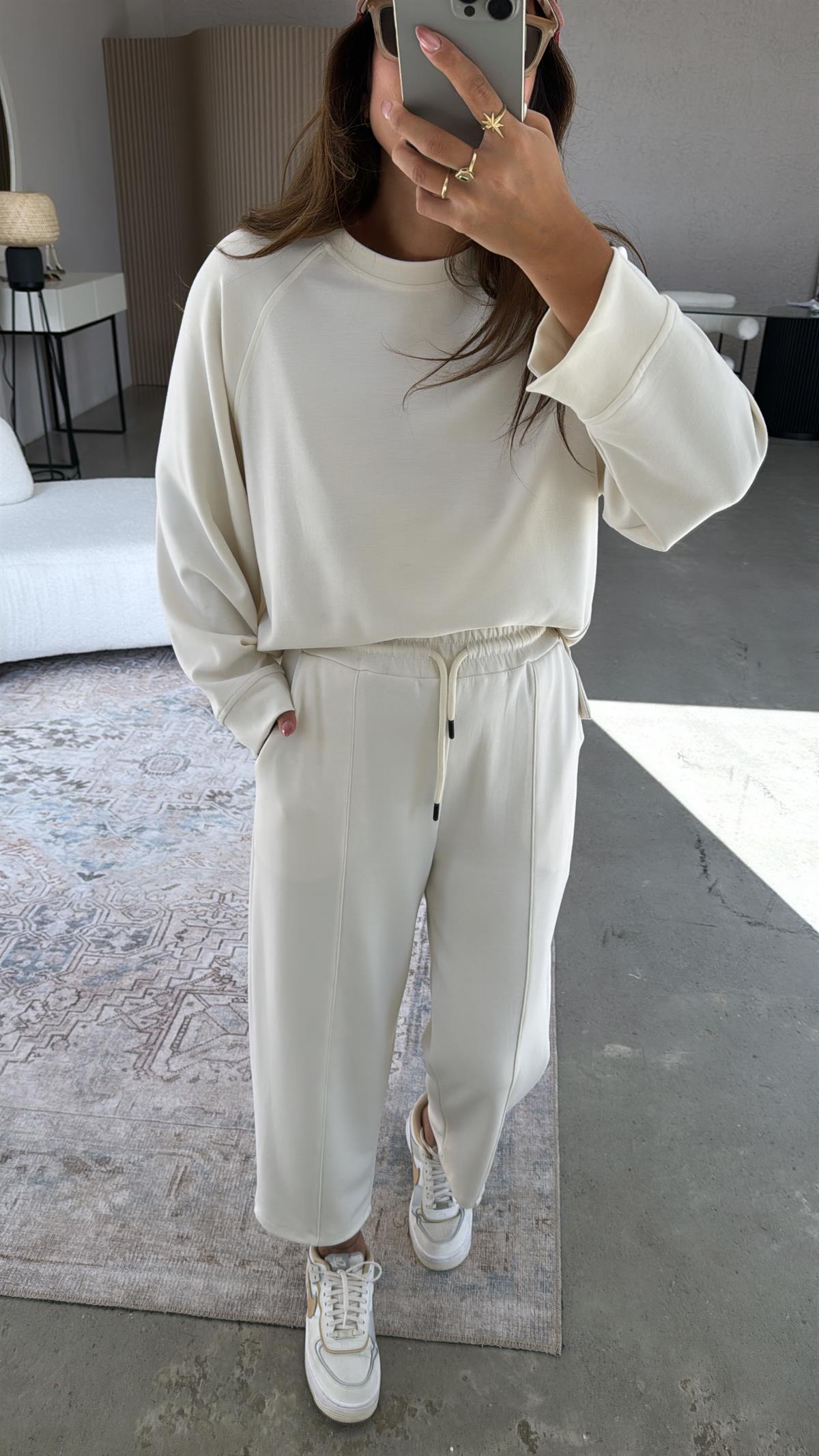 Ekru Çımalı Modal Eşofman