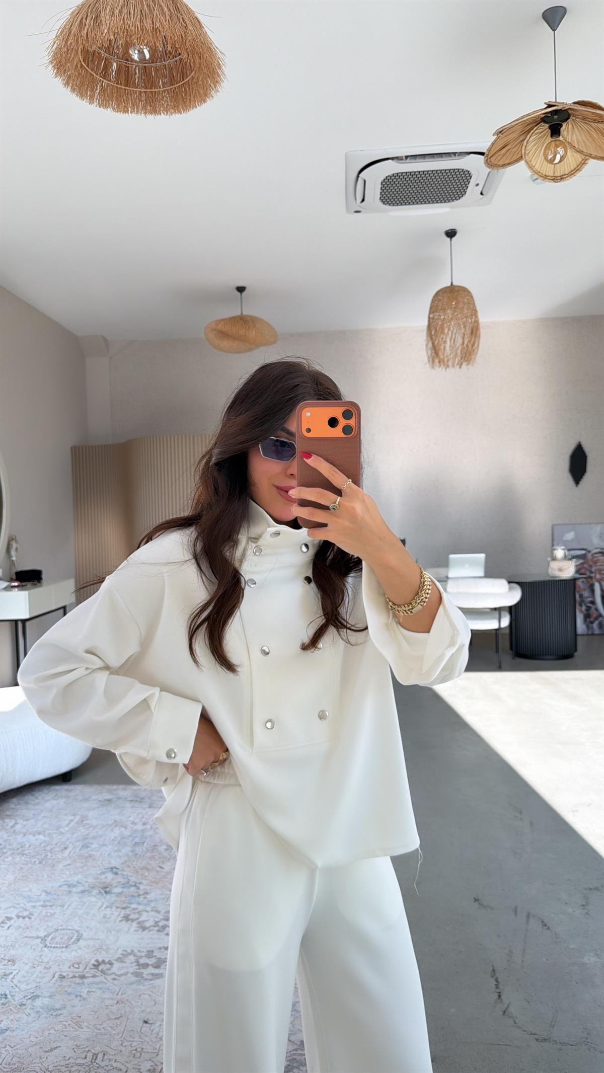 Ekru Çıtçıt Detaylı Modal Takım