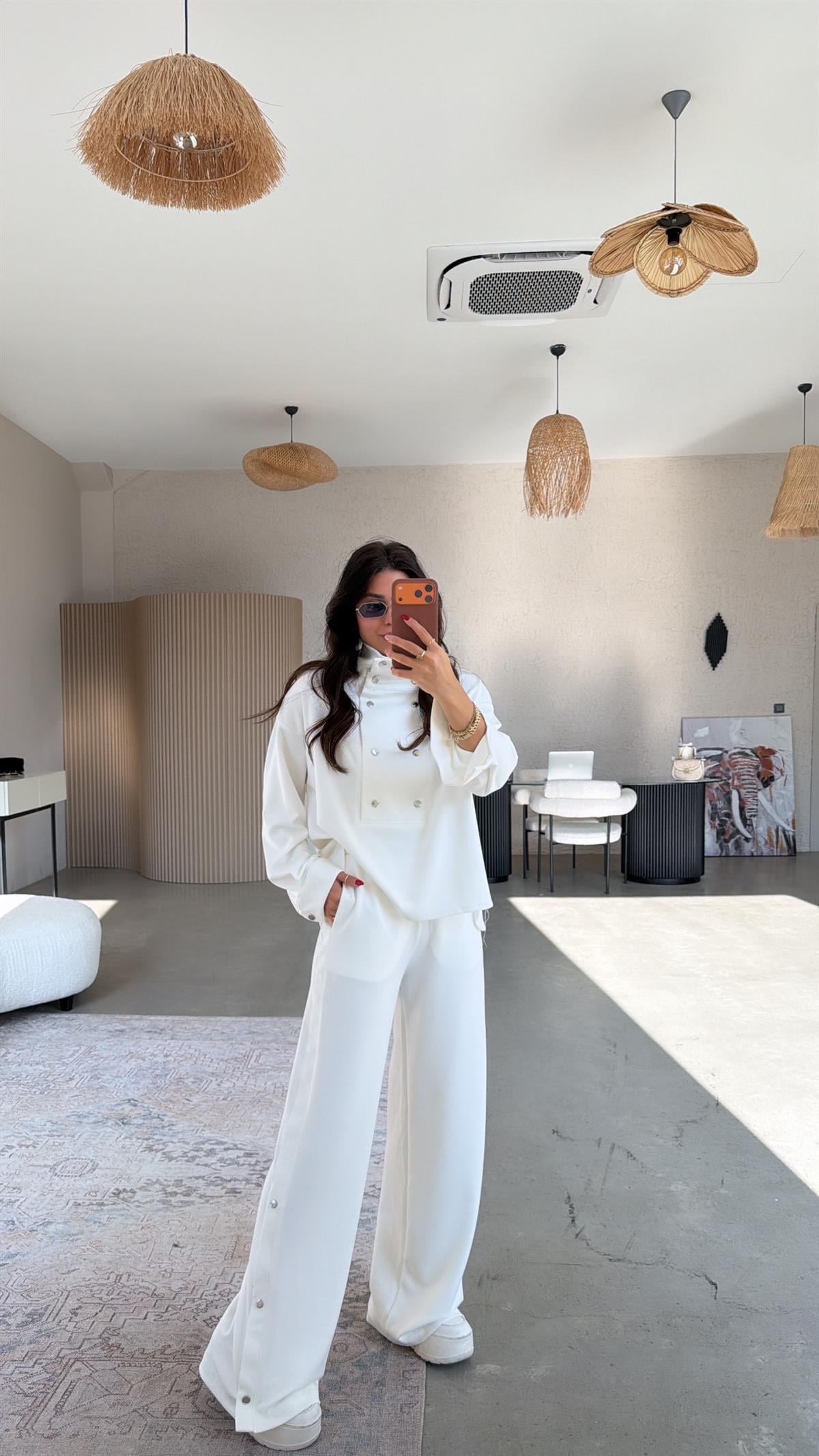 Ekru Çıtçıt Detaylı Modal Takım