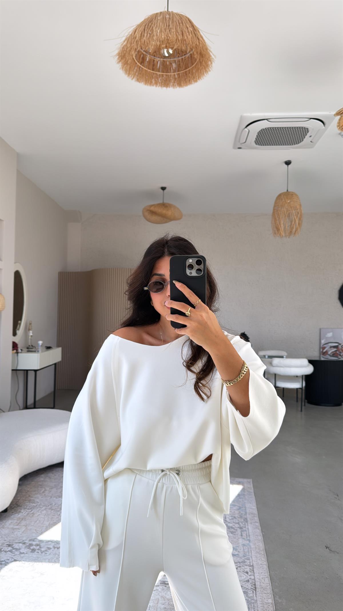 Ekru Dikiş Detay Modal Takım