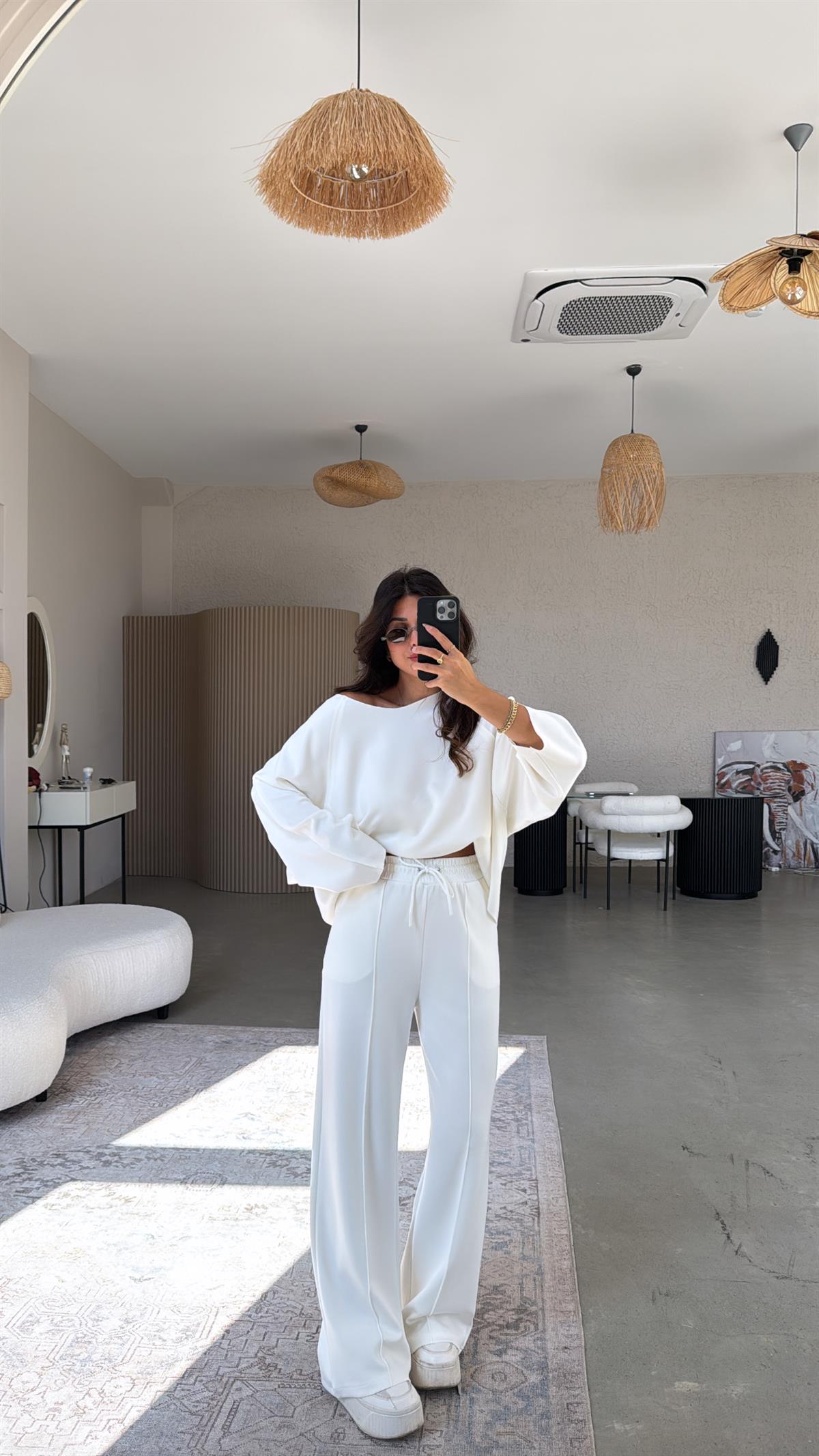 Ekru Dikiş Detay Modal Takım