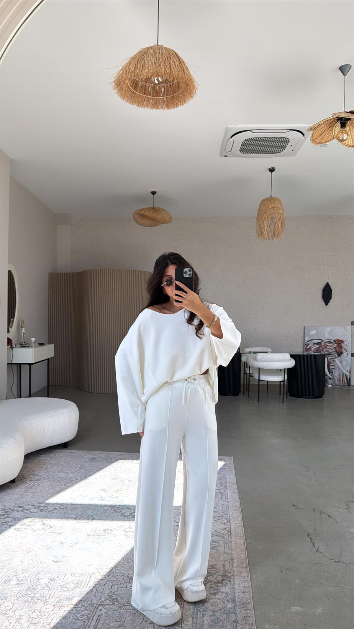 Ekru Dikiş Detay Modal Takım