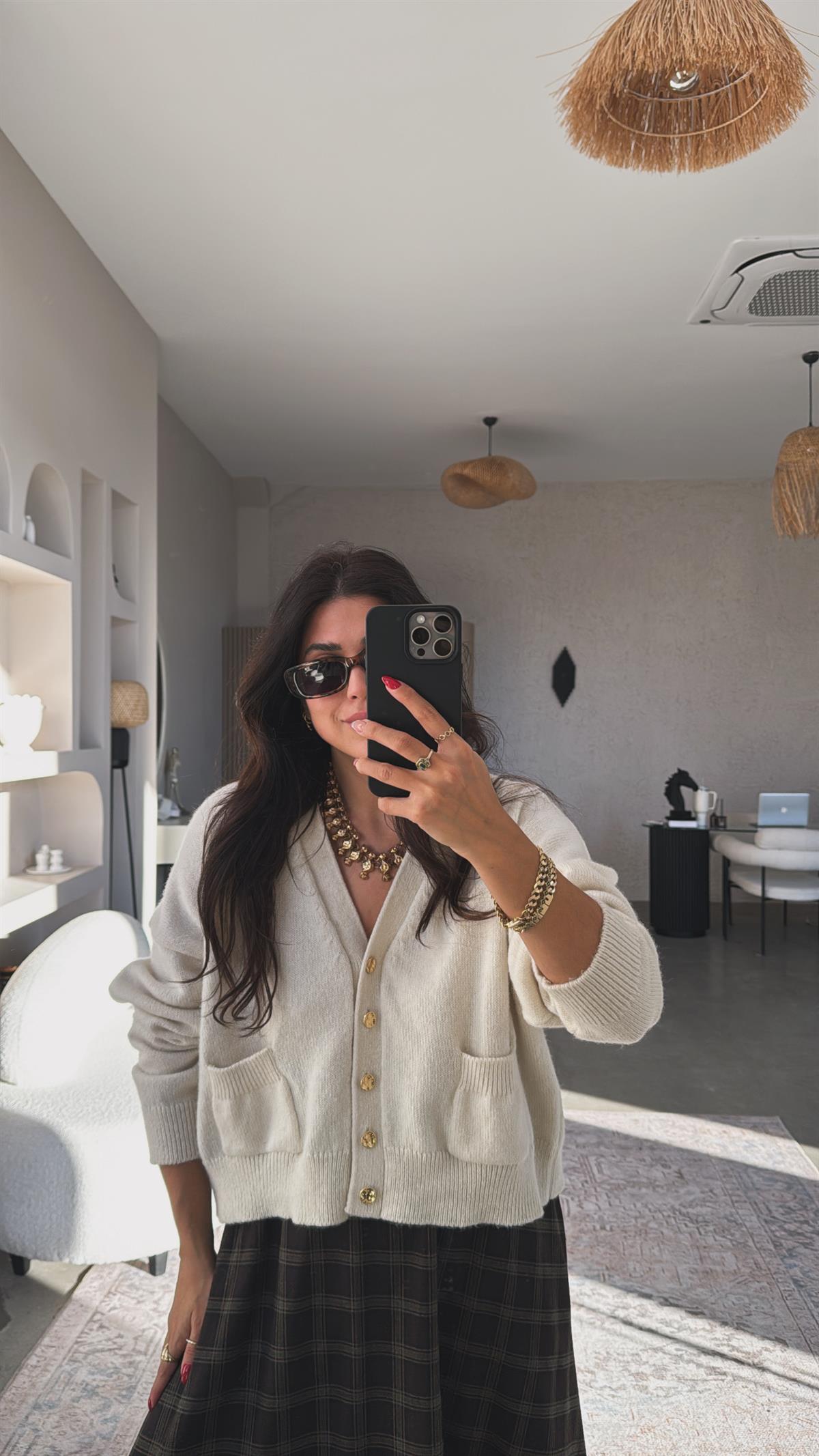 Ekru Dlv Cepli Triko Hırka