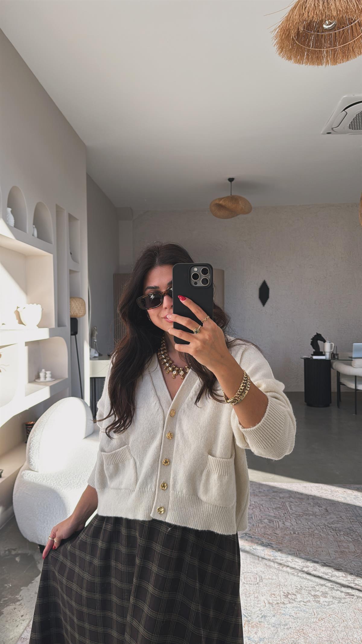 Ekru Dlv Cepli Triko Hırka