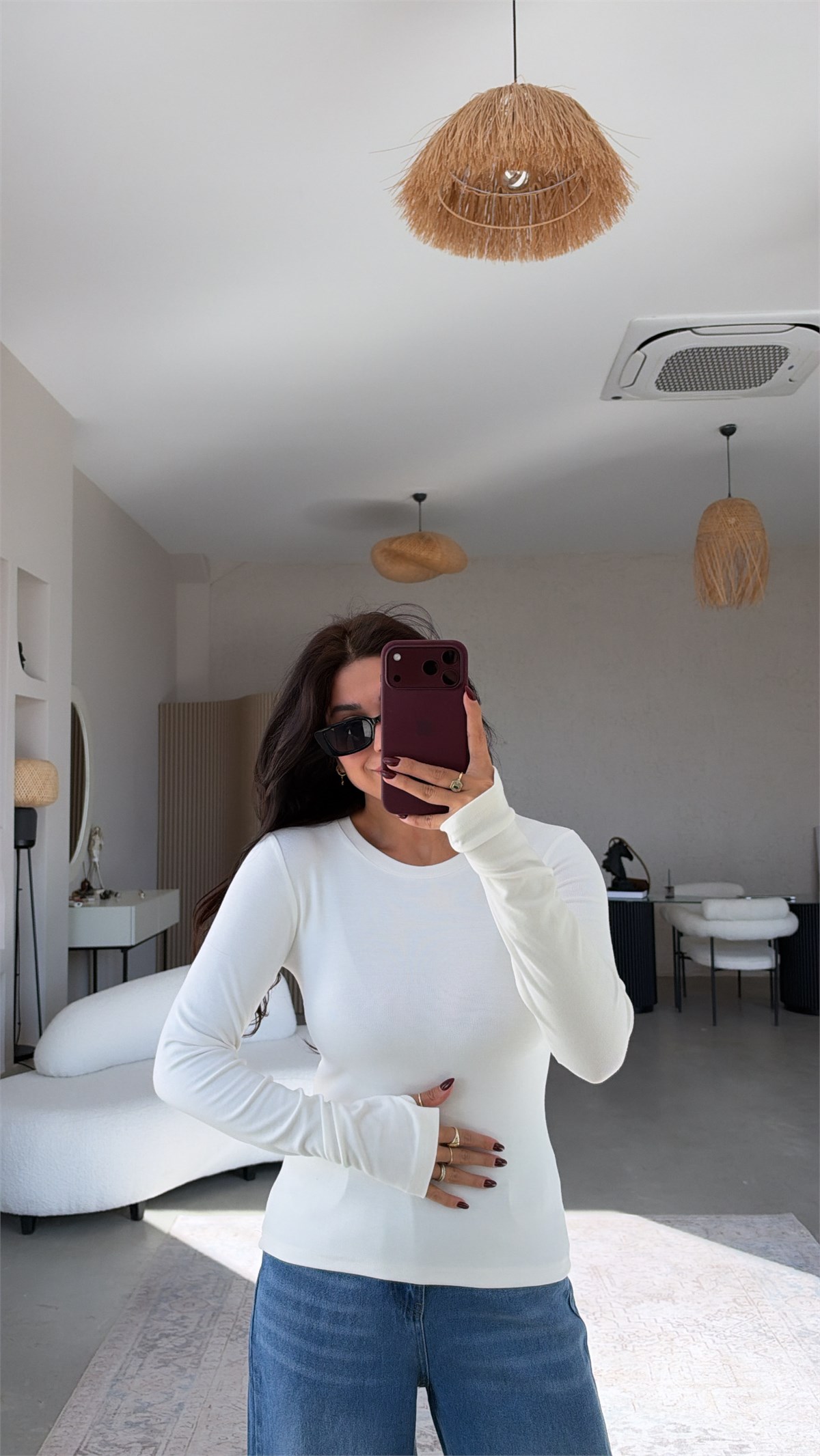 Ekru İthal Kumaş Parmak Geçme Body