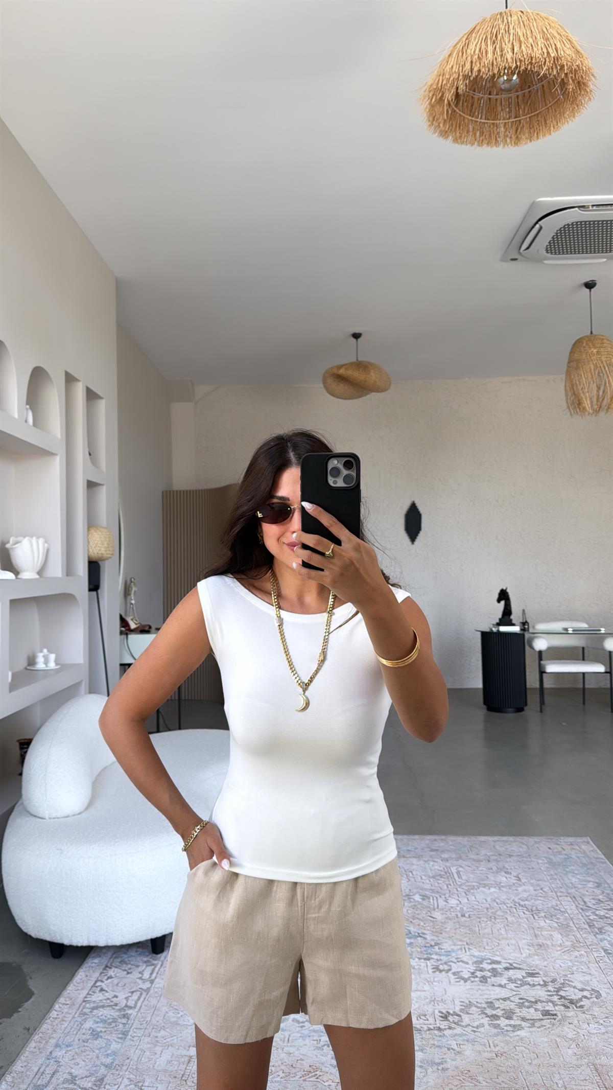 Ekru Kayık Yaka Oys Body
