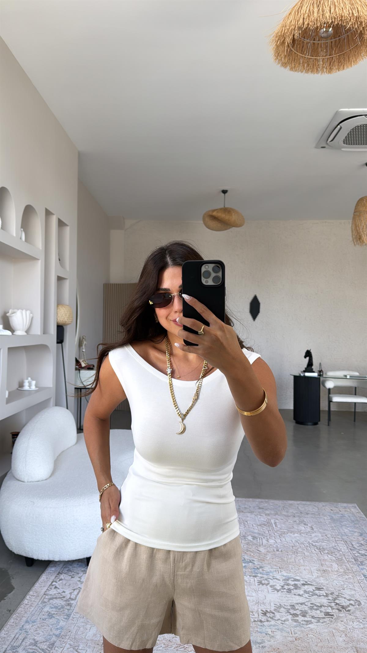 Ekru Kayık Yaka Oys Body