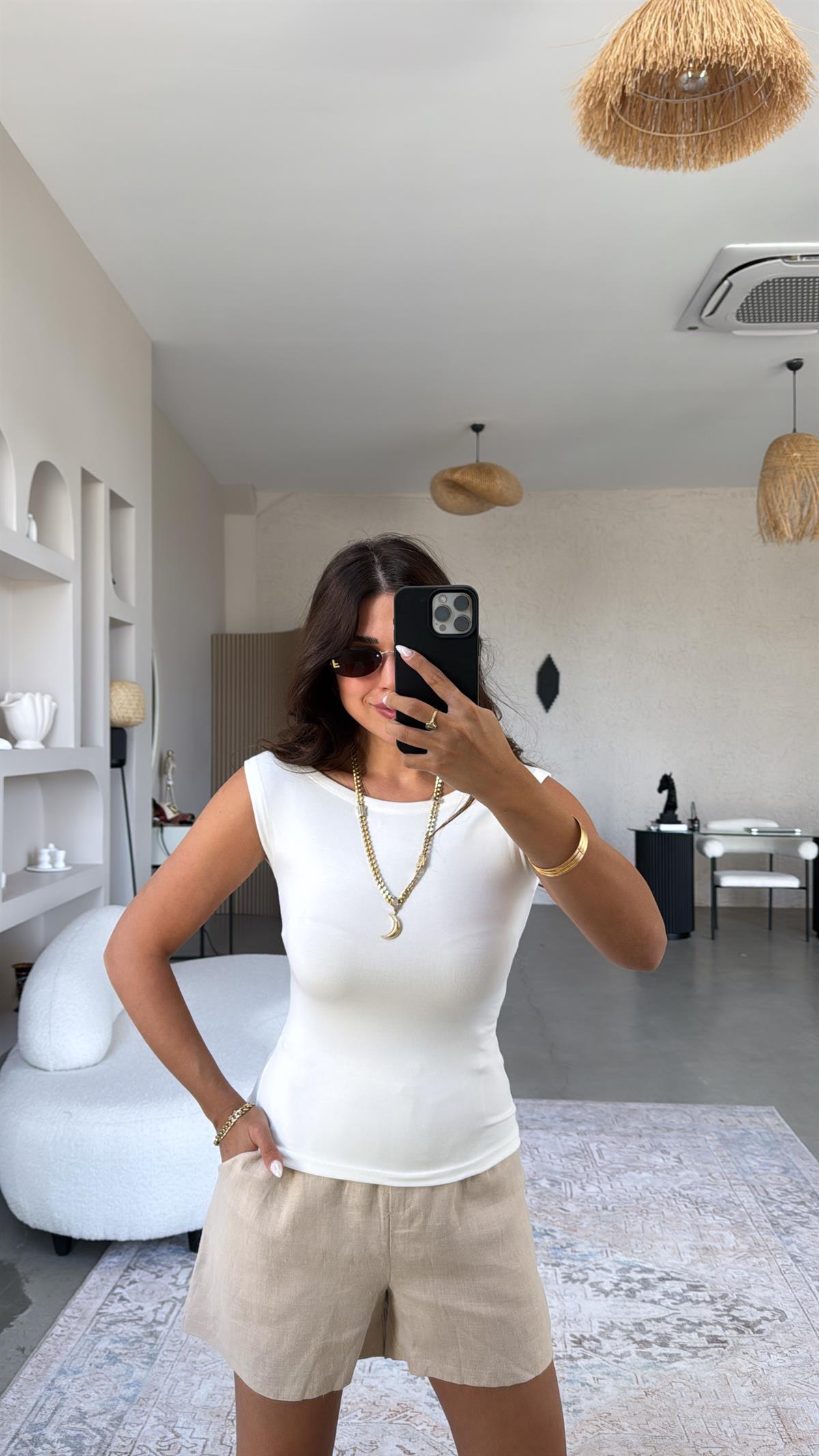Ekru Kayık Yaka Oys Body