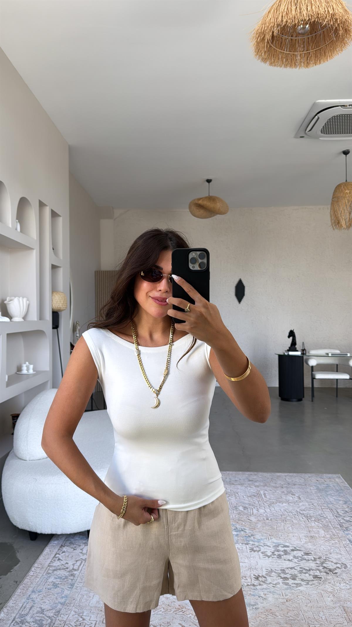 Ekru Kayık Yaka Oys Body