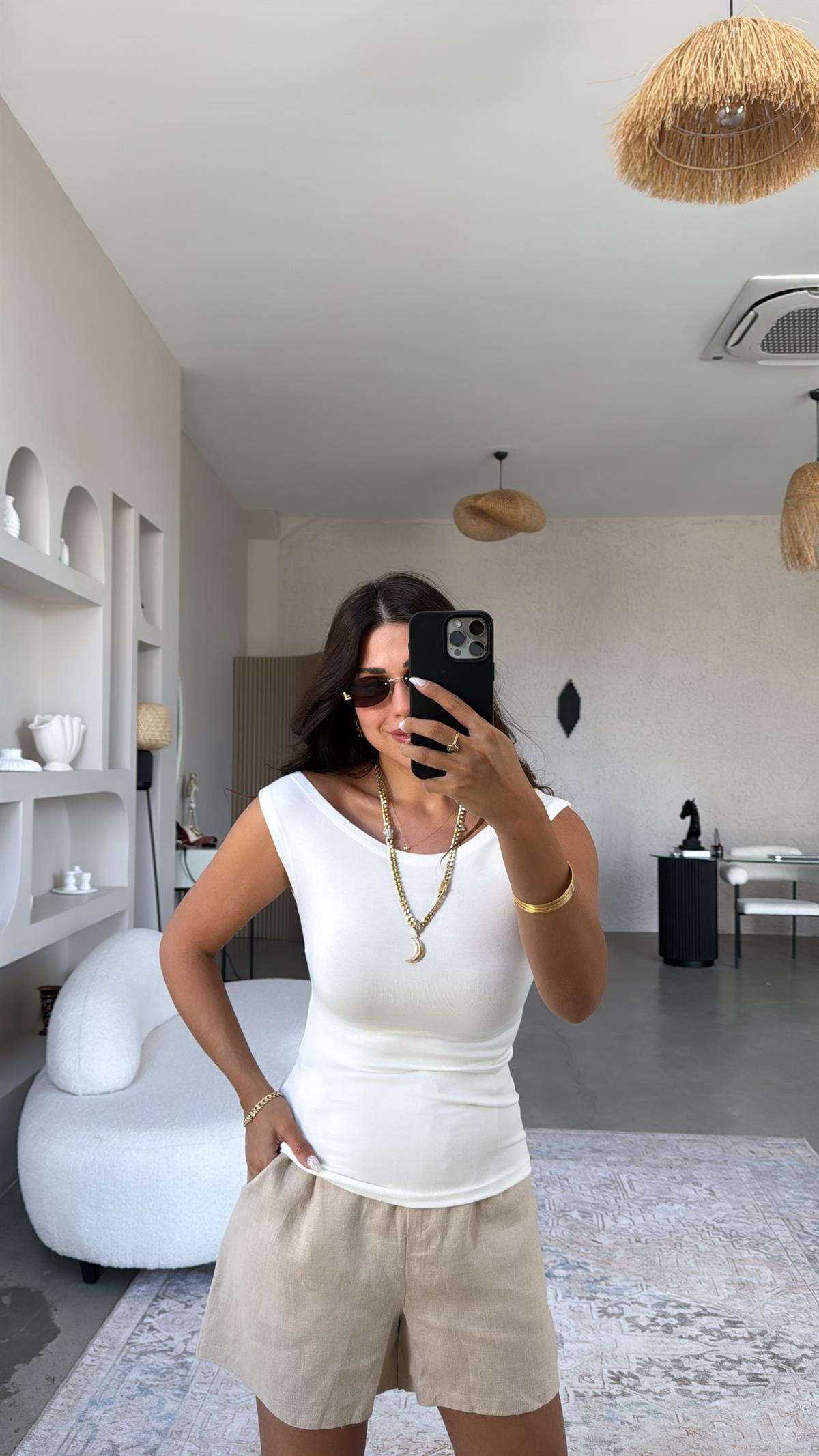 Ekru Kayık Yaka Oys Body