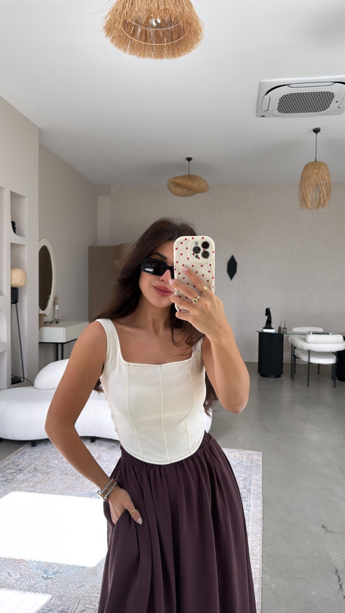 Ekru Likralı Büstiyer