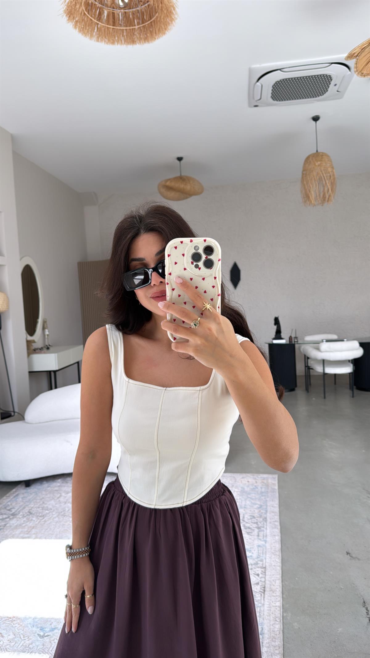 Ekru Likralı Büstiyer